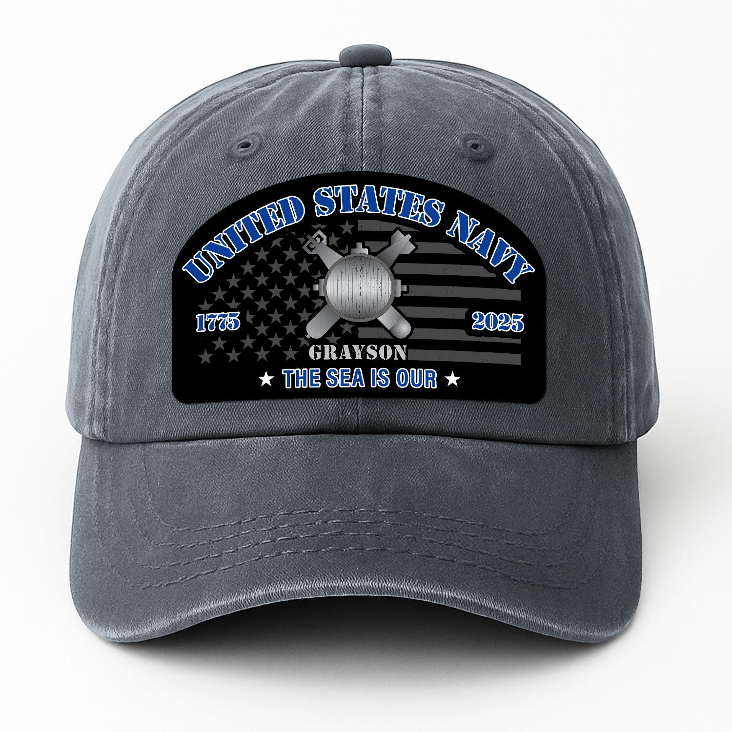 Custom Ranks & Text Premium Washed Denim Cap DC002