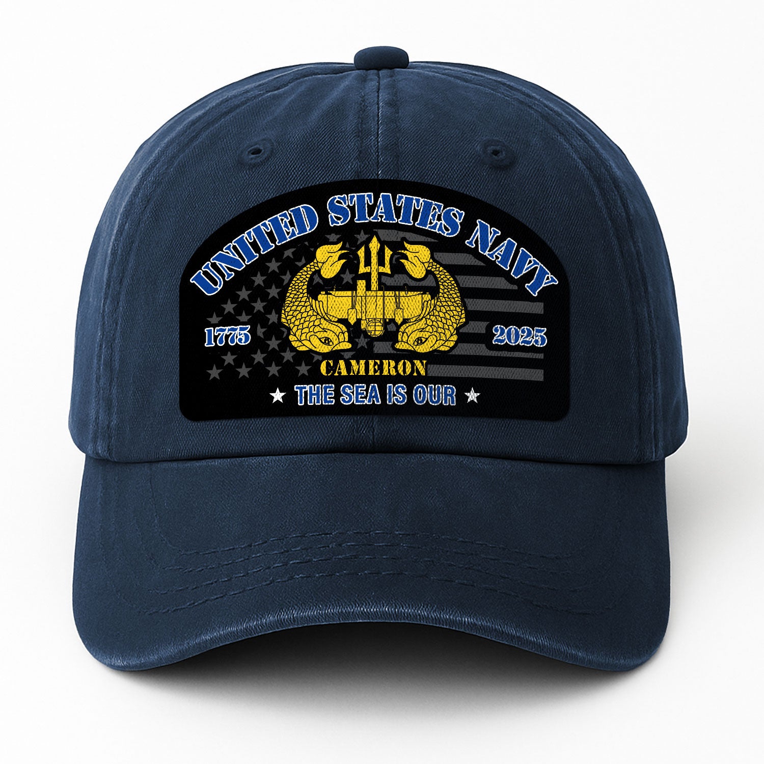 Custom Ranks & Text Premium Washed Denim Cap DC002