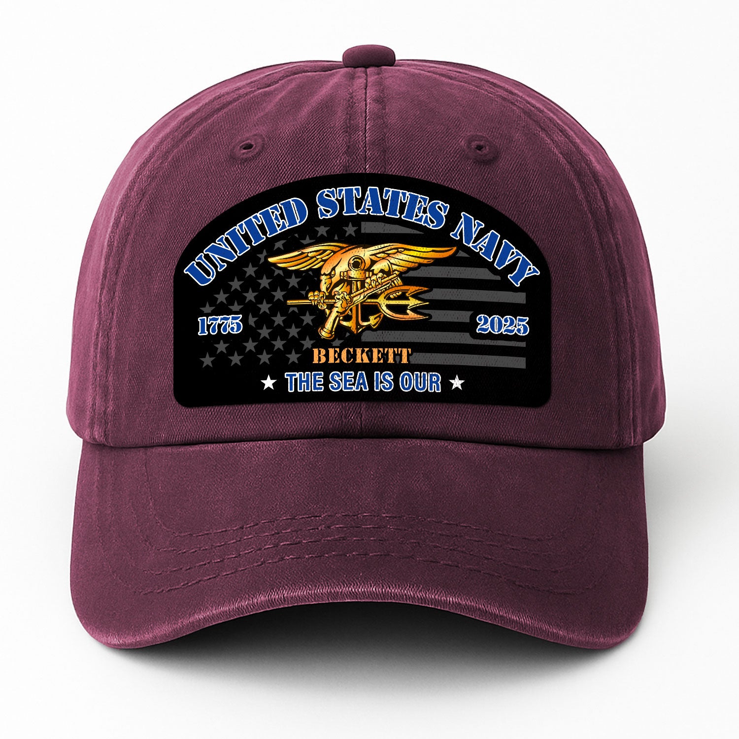 Custom Ranks & Text Premium Washed Denim Cap DC002