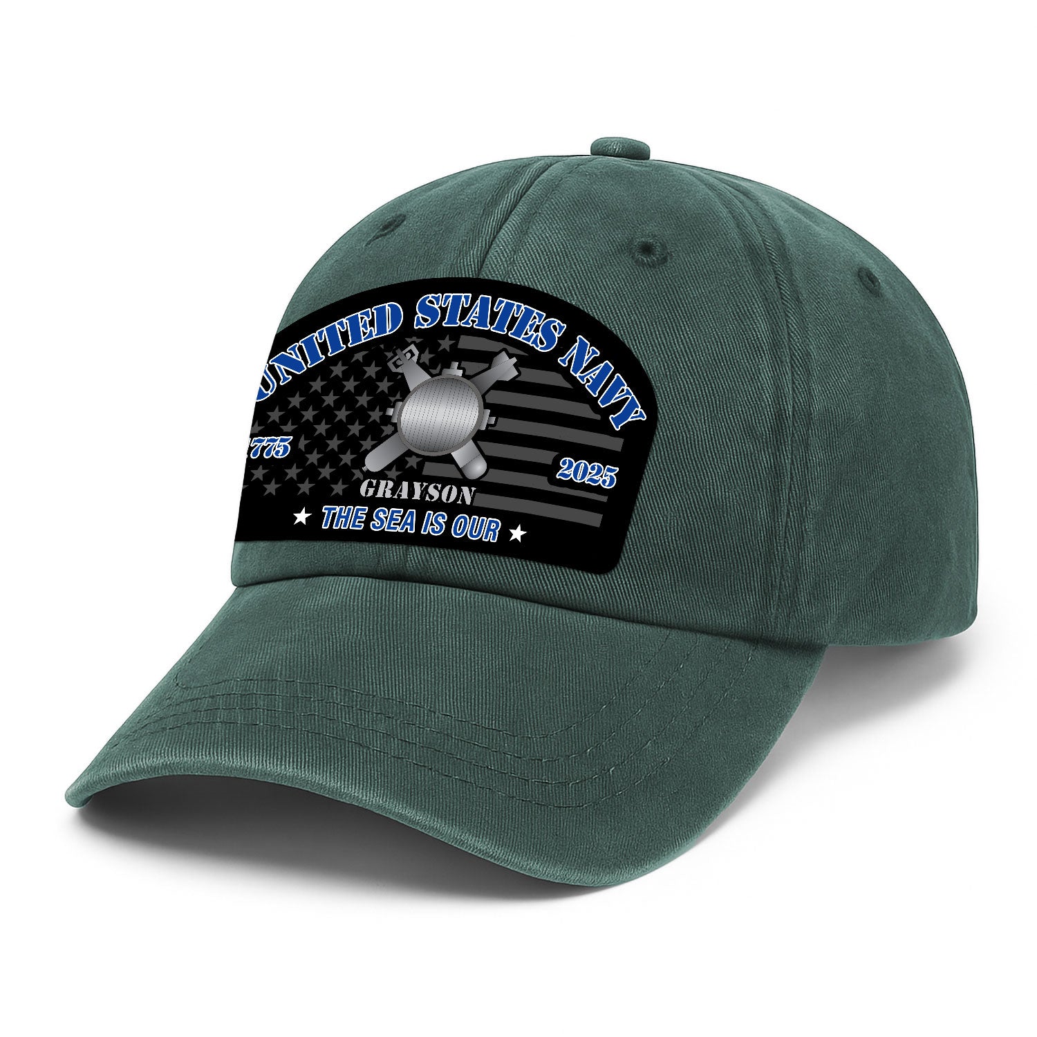 Custom Ranks & Text Premium Washed Denim Cap DC002