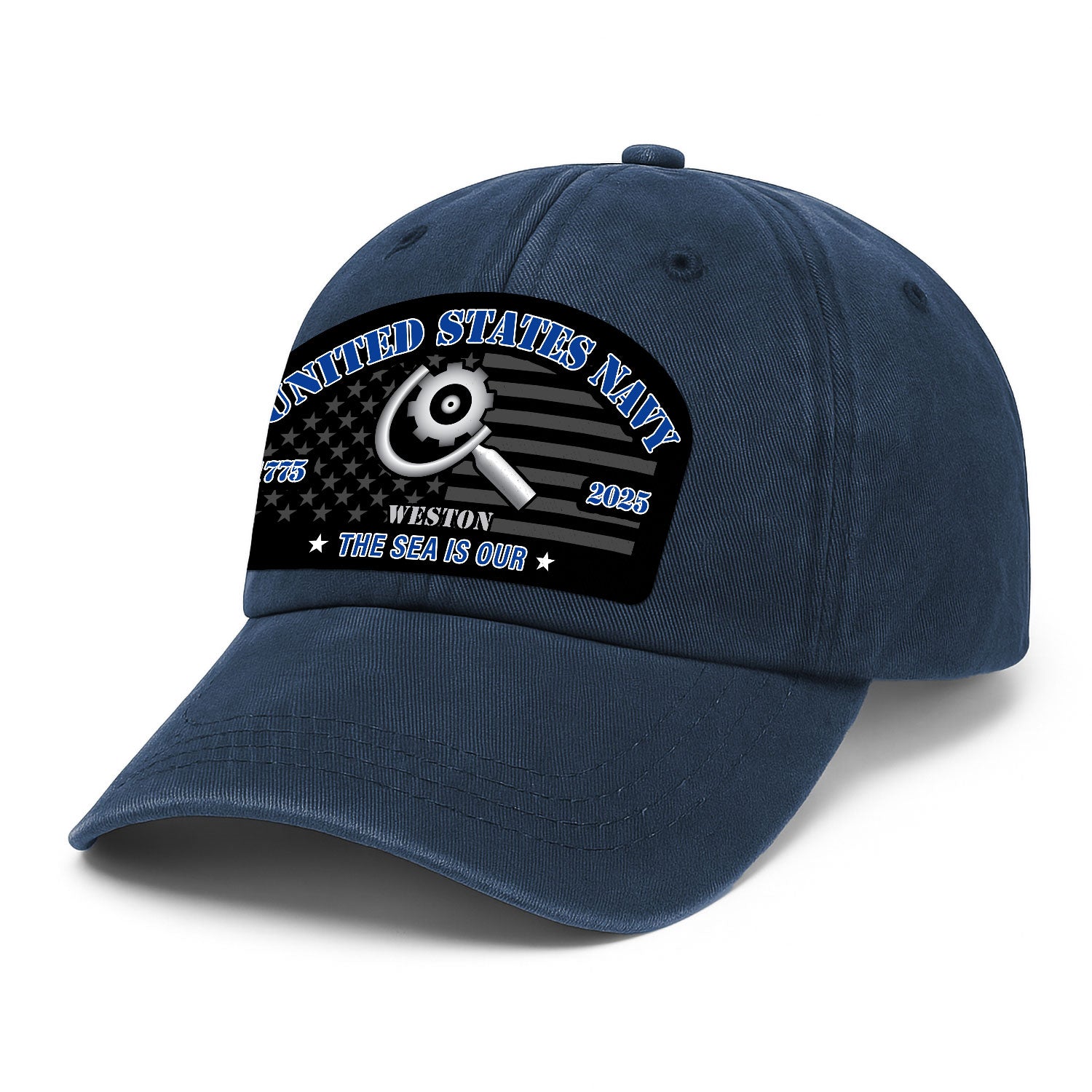 Custom Ranks & Text Premium Washed Denim Cap DC002