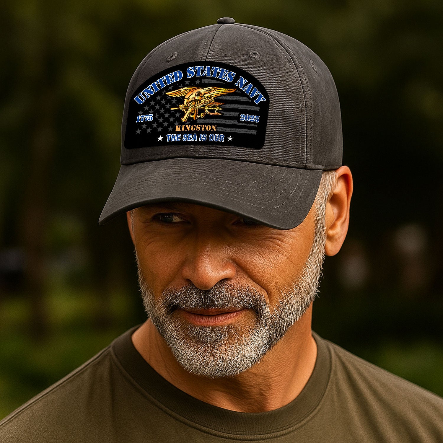Custom Ranks & Text Premium Washed Denim Cap DC002