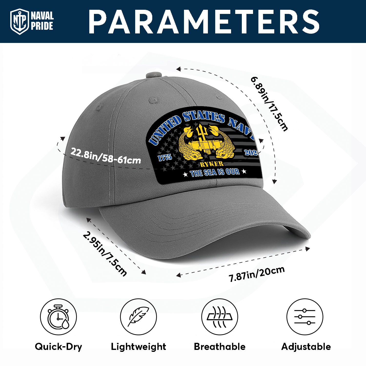 Custom Ranks & Text Premium Washed Denim Cap DC002