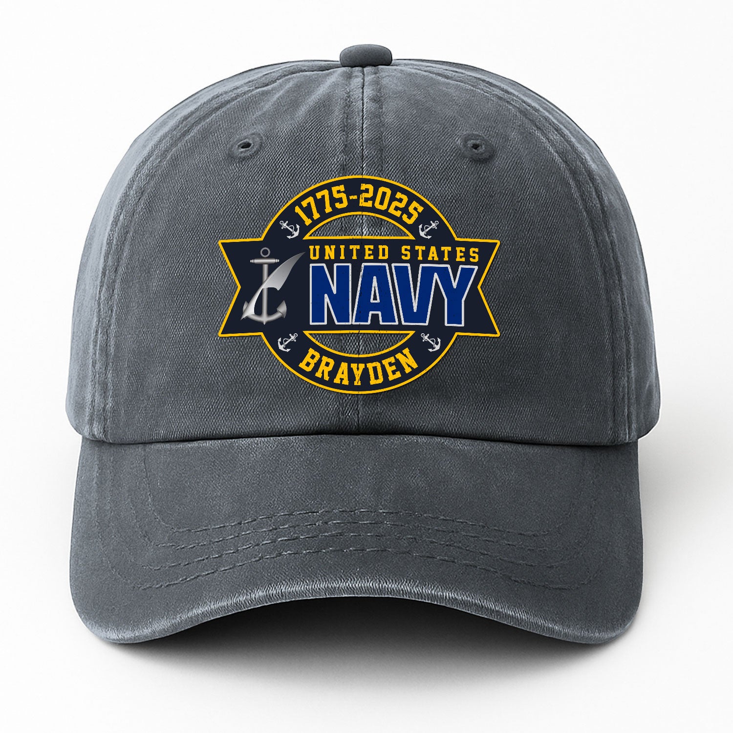Custom Ranks & Text Premium Washed Denim Cap DC003