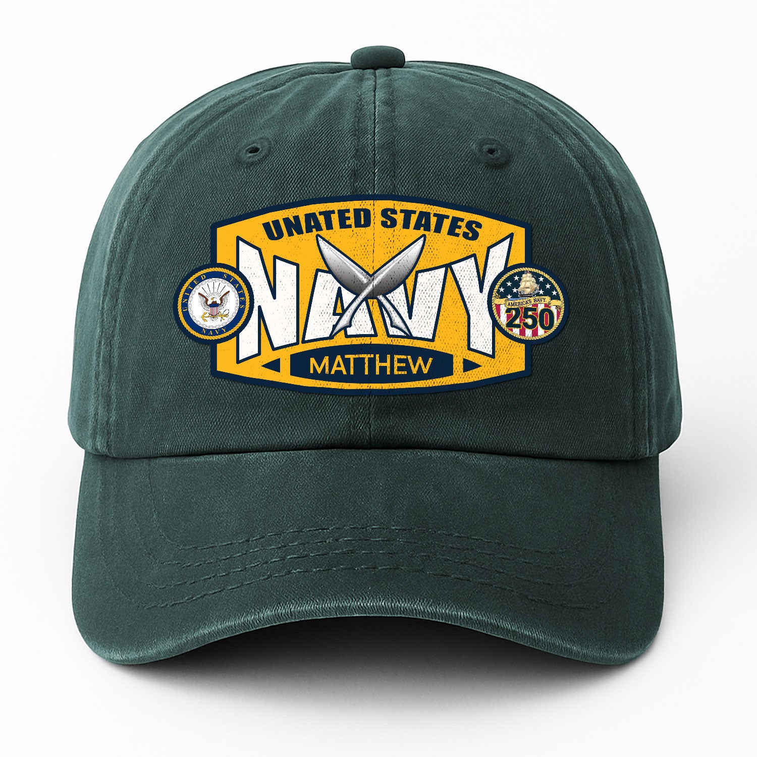 Custom Ranks & Text Premium Washed Denim Cap DC006