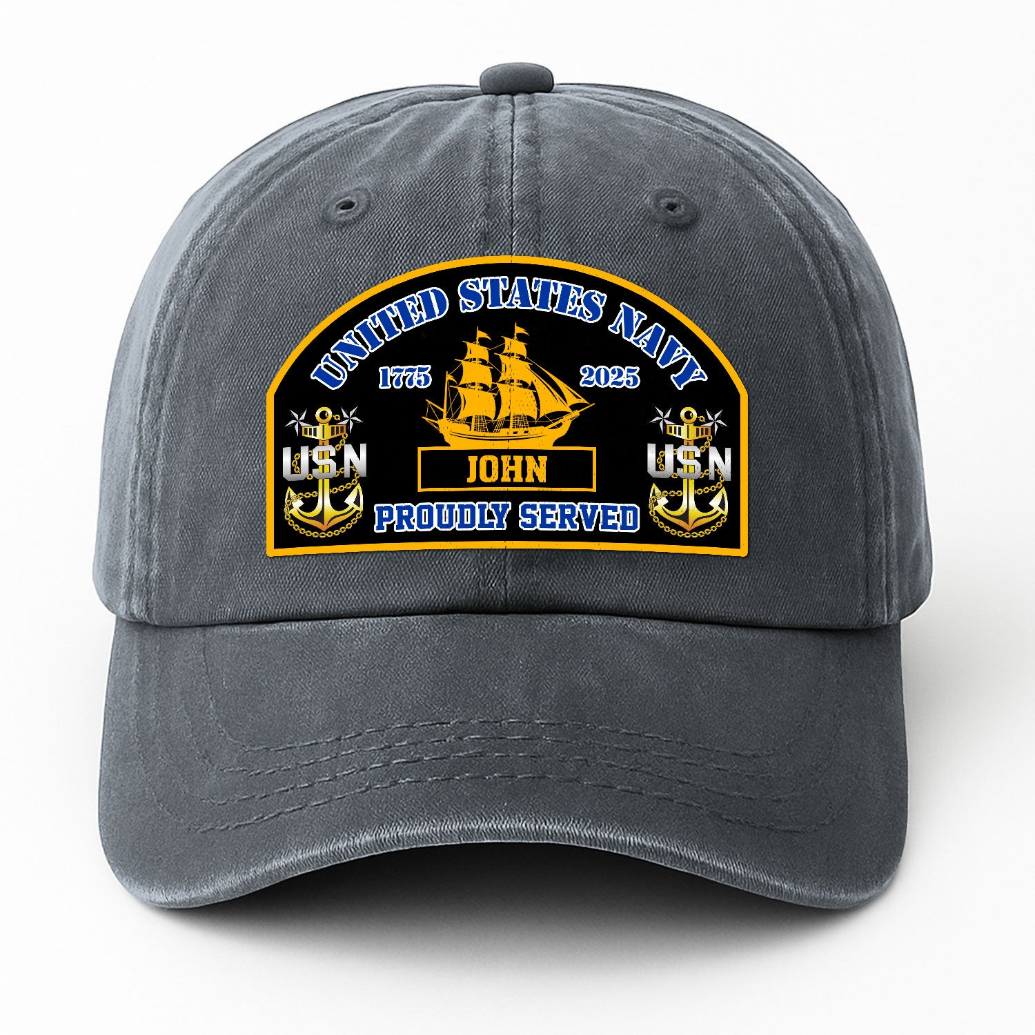 Custom Ranks & Text Premium Washed Denim Cap DC007