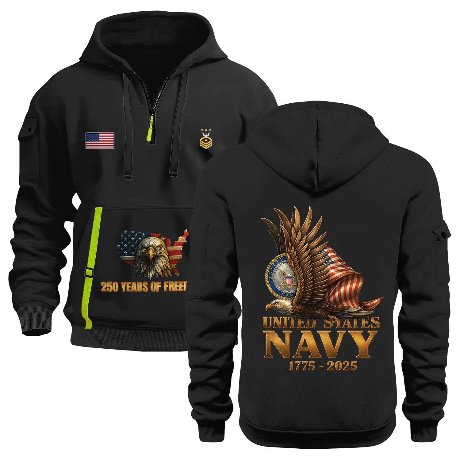 Personalized US Navy Quarter Zip Hoodie KRQZ09