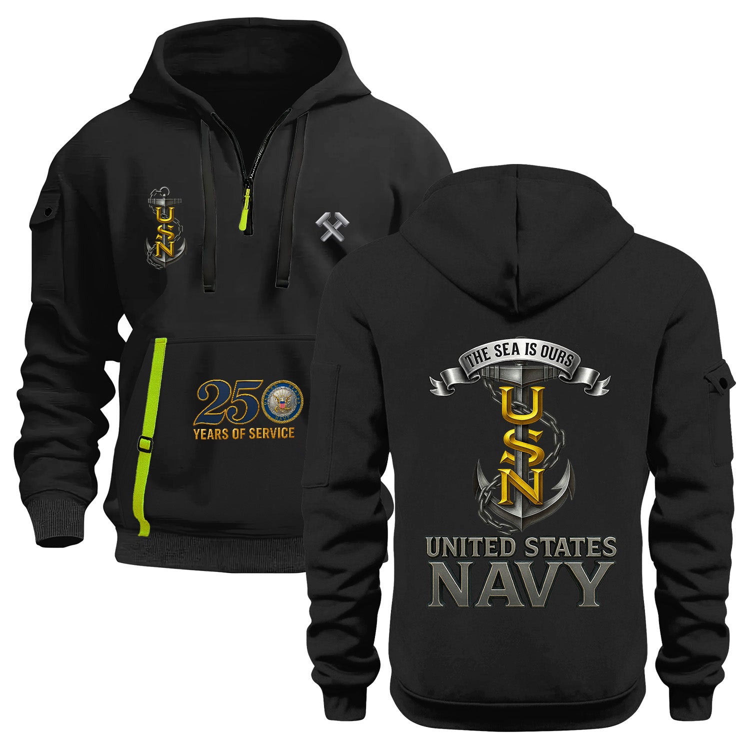 Personalized US Navy Quarter Zip Hoodie KRQZ03