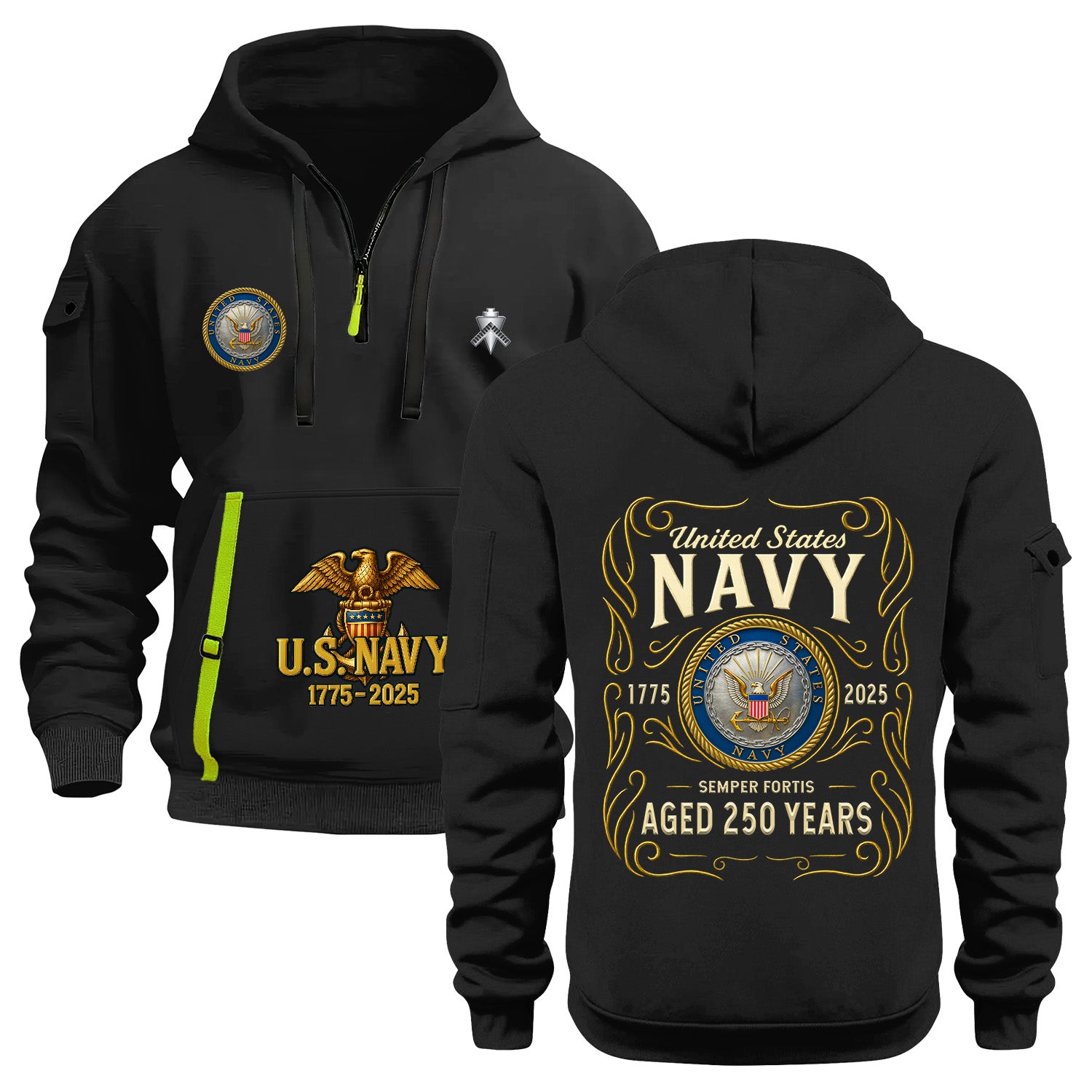 Personalized US Navy Quarter Zip Hoodie KRQZ04