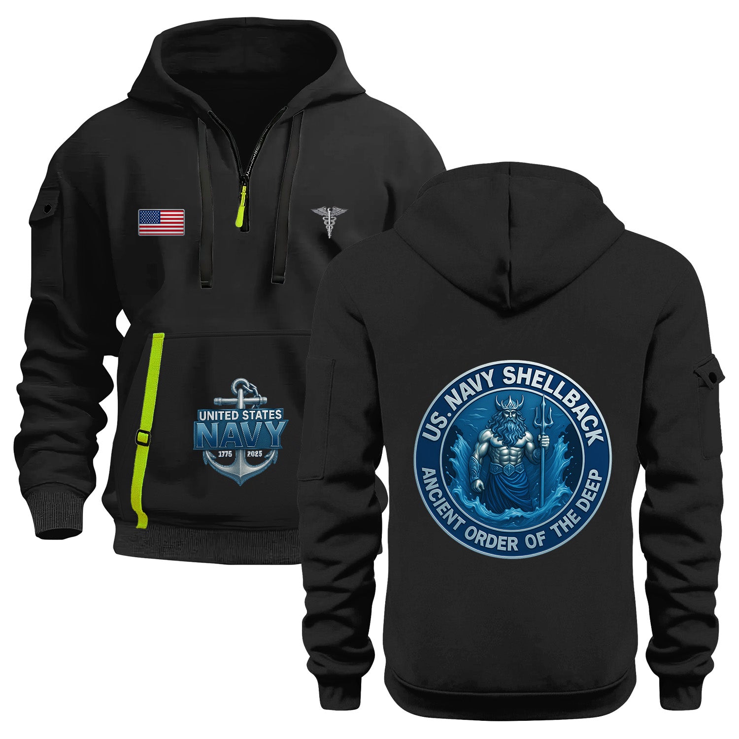 Personalized US Navy Quarter Zip Hoodie KRQZ07