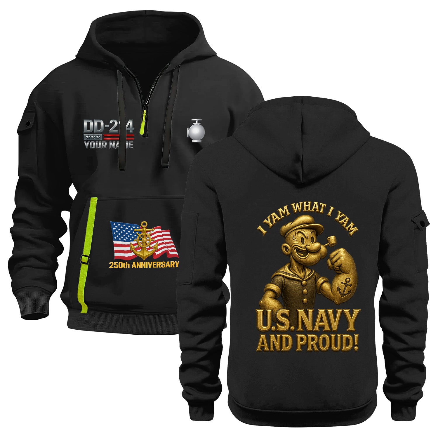 Personalized US Navy Quarter Zip Hoodie KRQZ05