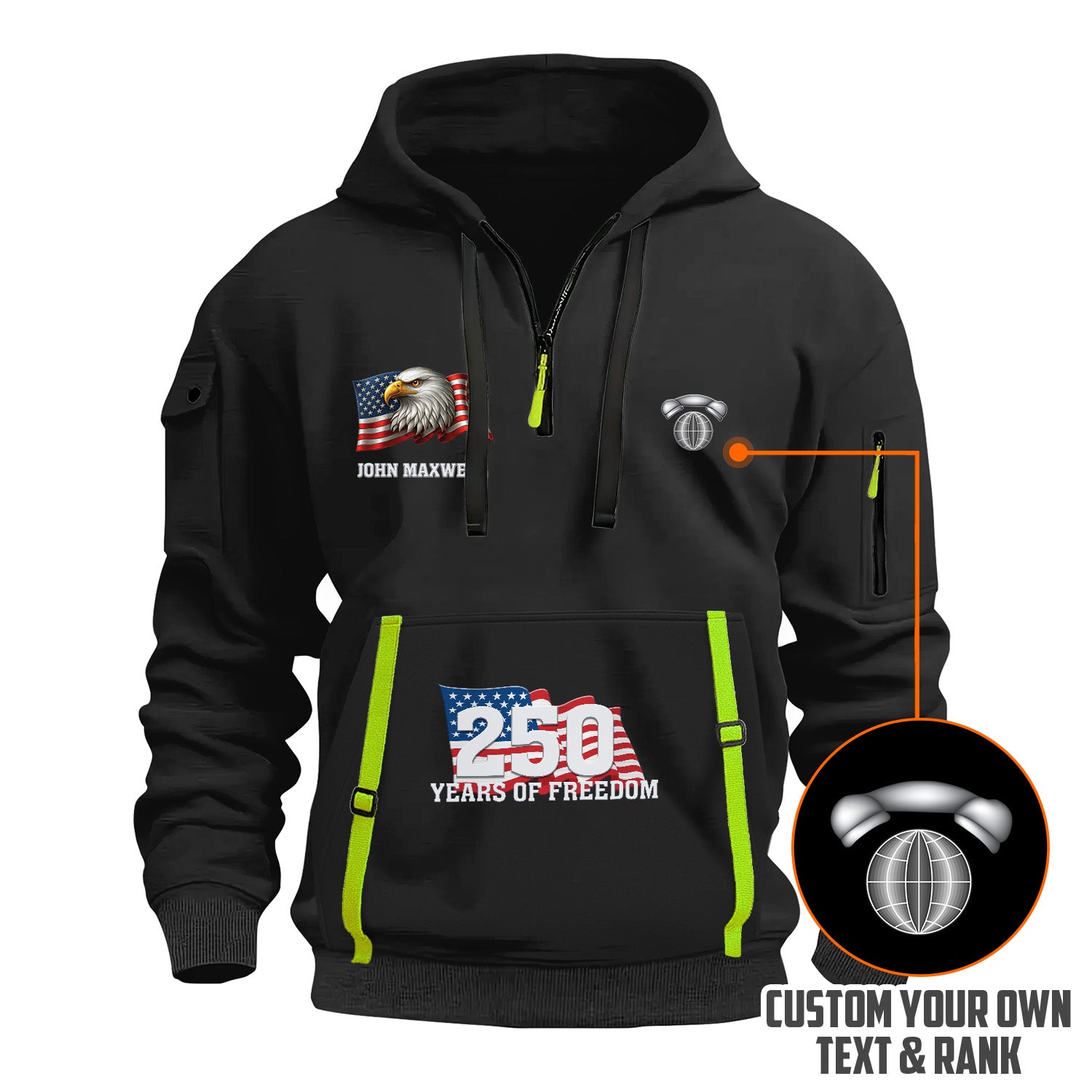 Personalized US Navy Quarter Zip Hoodie KRQZ02