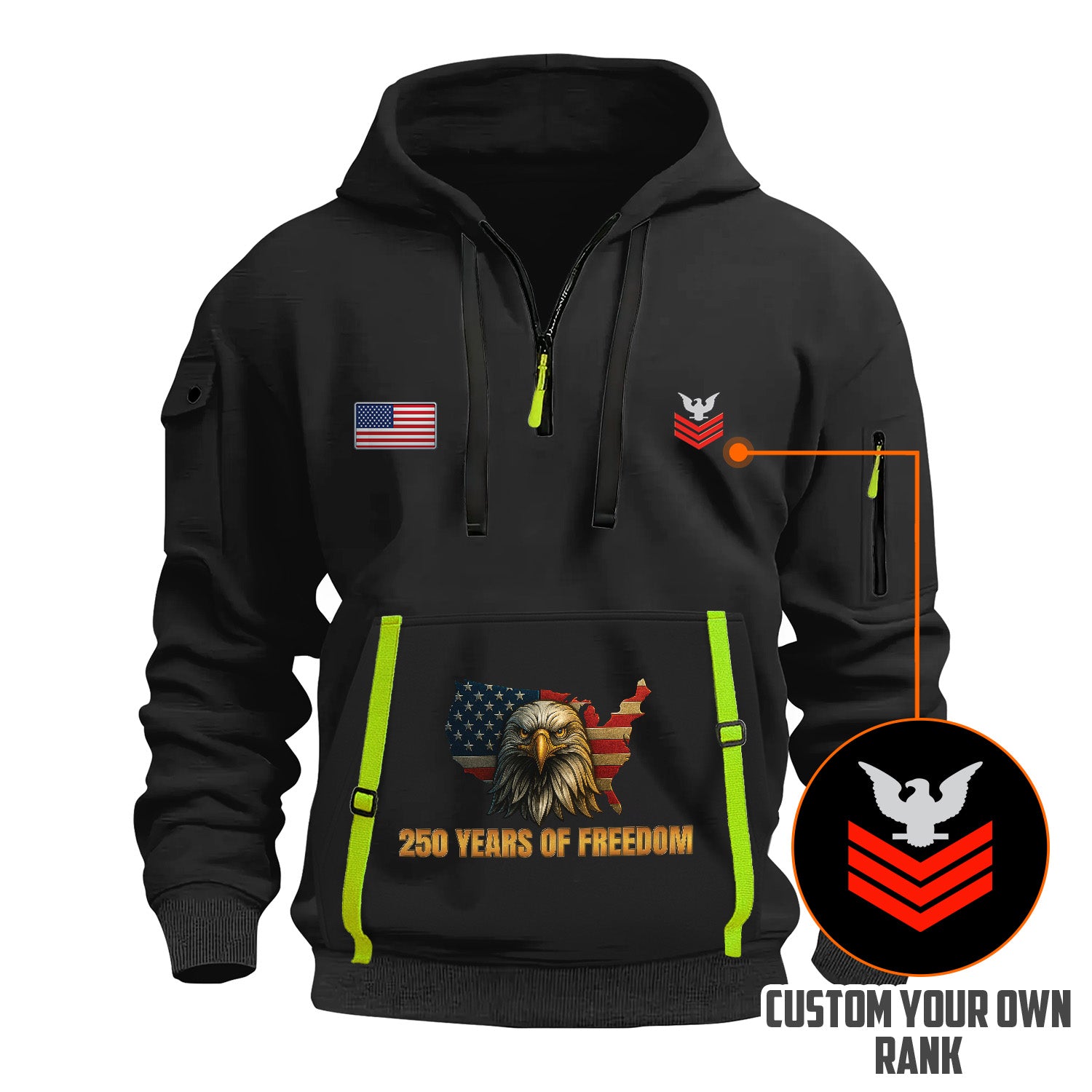 Personalized US Navy Quarter Zip Hoodie KRQZ09