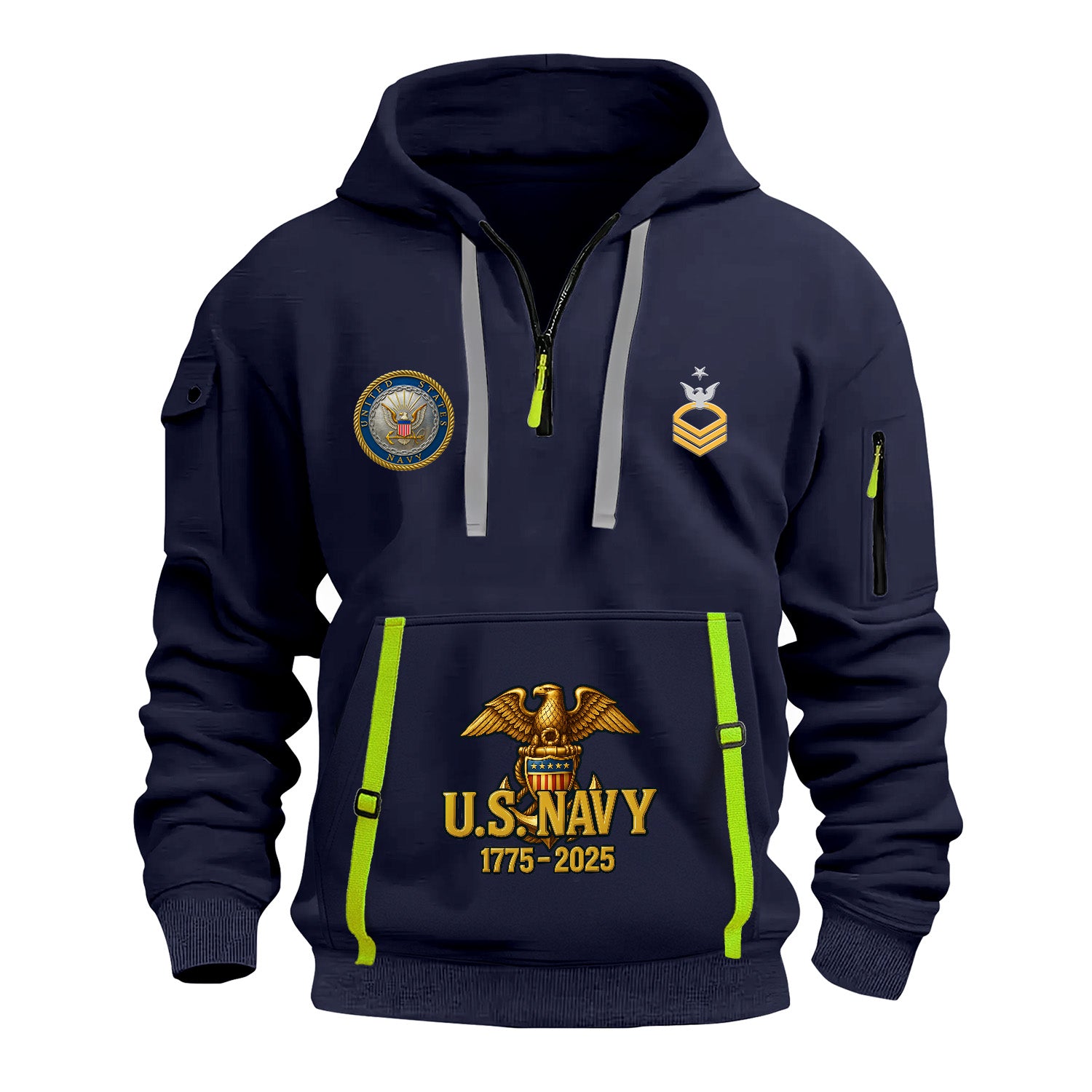 Personalized US Navy Quarter Zip Hoodie KRQZ04