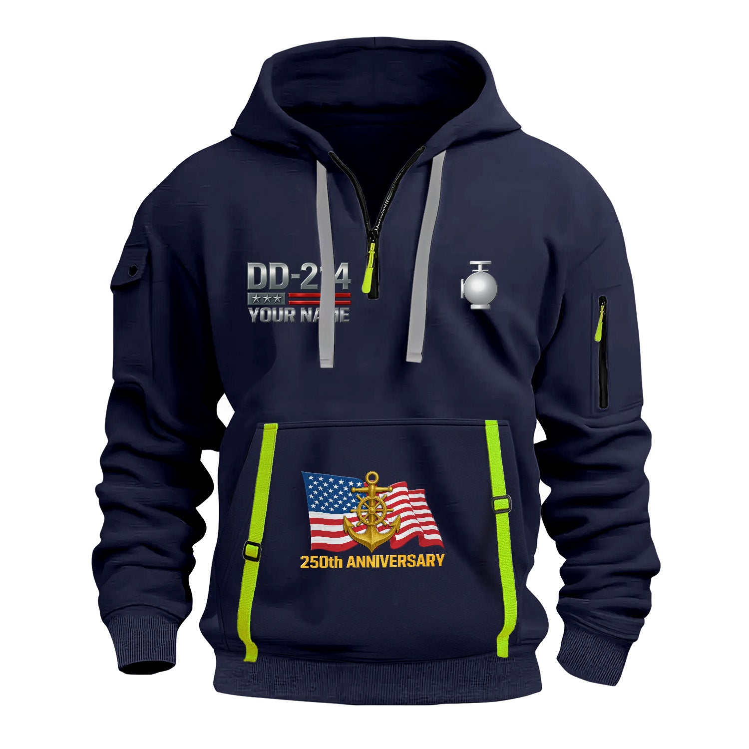 Personalized US Navy Quarter Zip Hoodie KRQZ05
