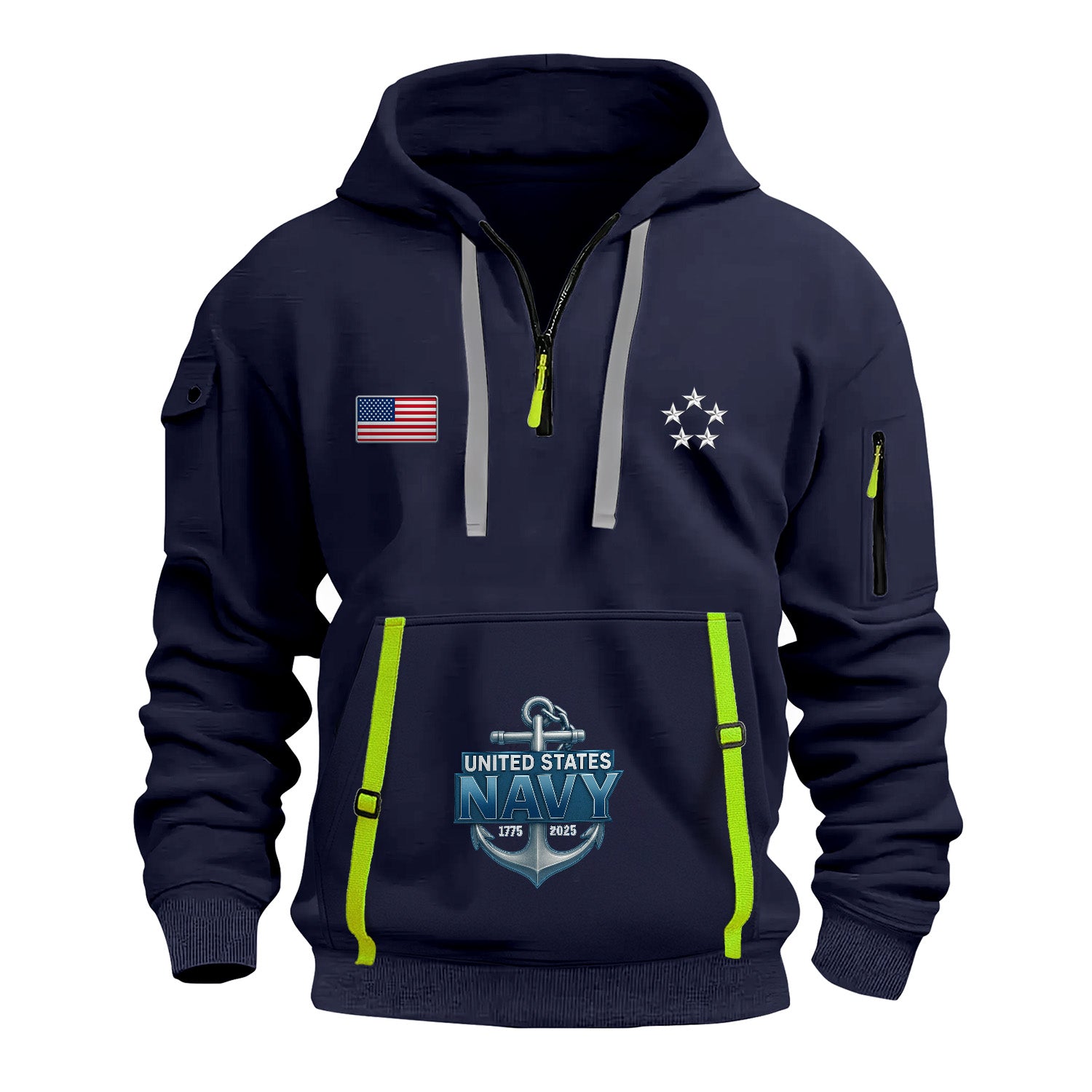 Personalized US Navy Quarter Zip Hoodie KRQZ07