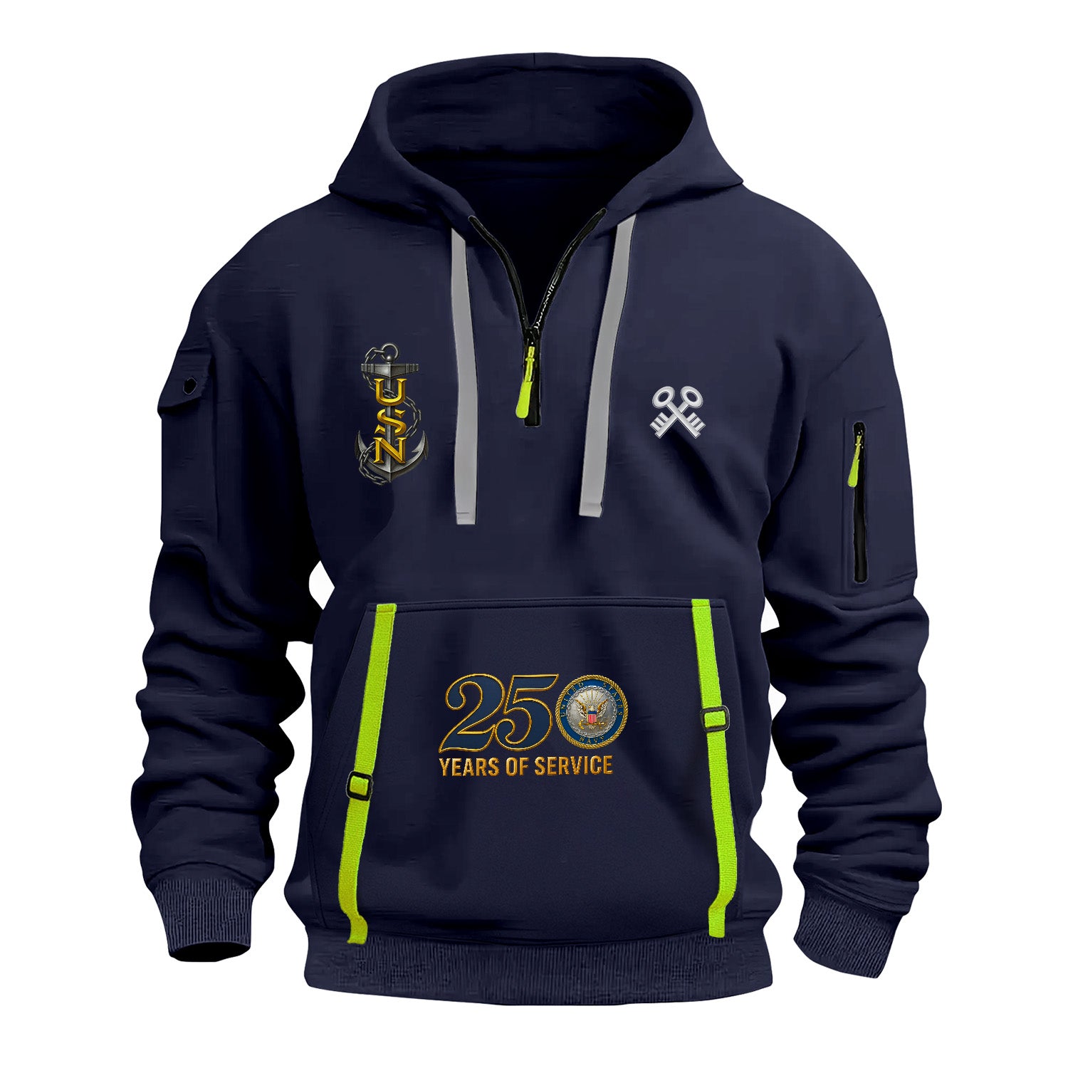 Personalized US Navy Quarter Zip Hoodie KRQZ03