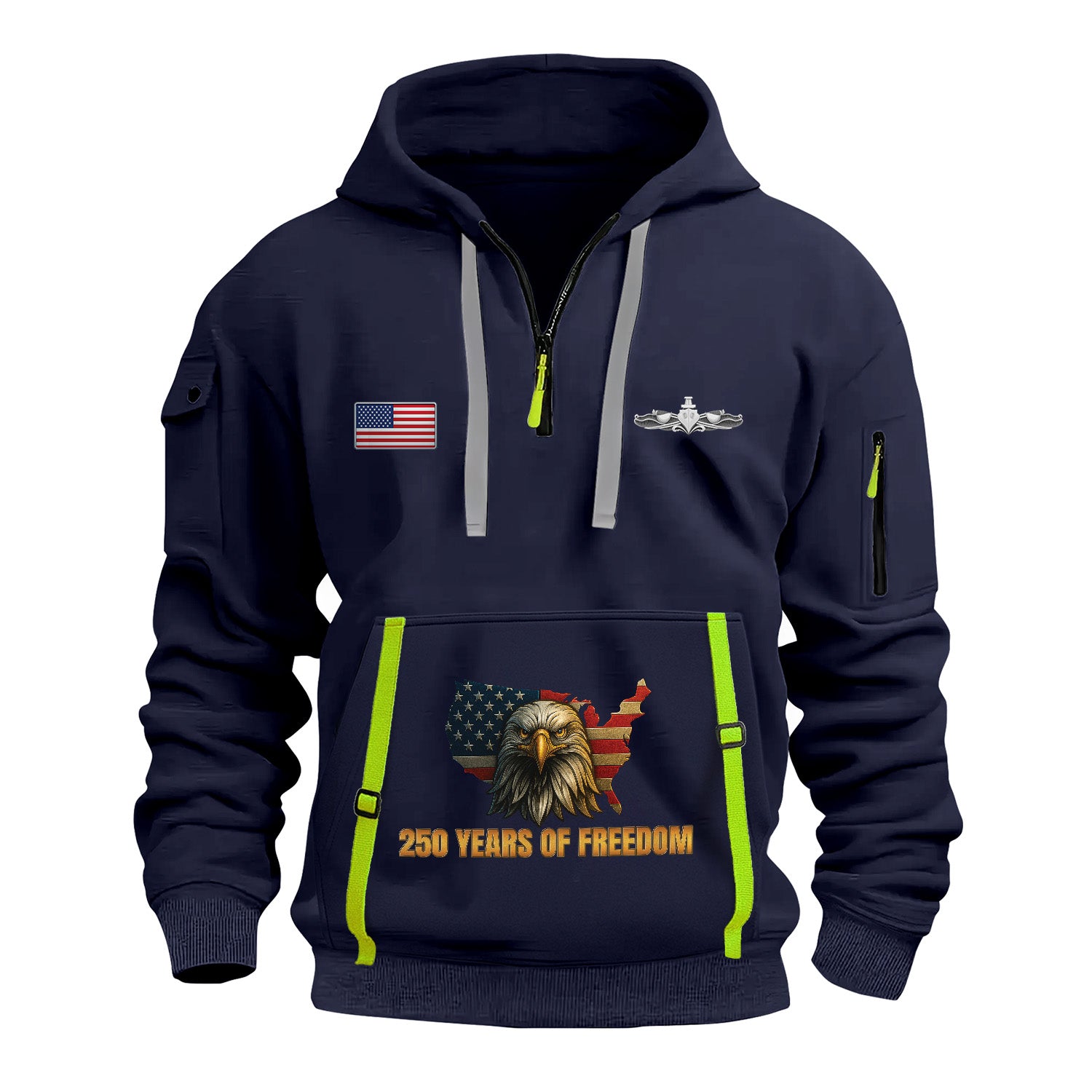 Personalized US Navy Quarter Zip Hoodie KRQZ09