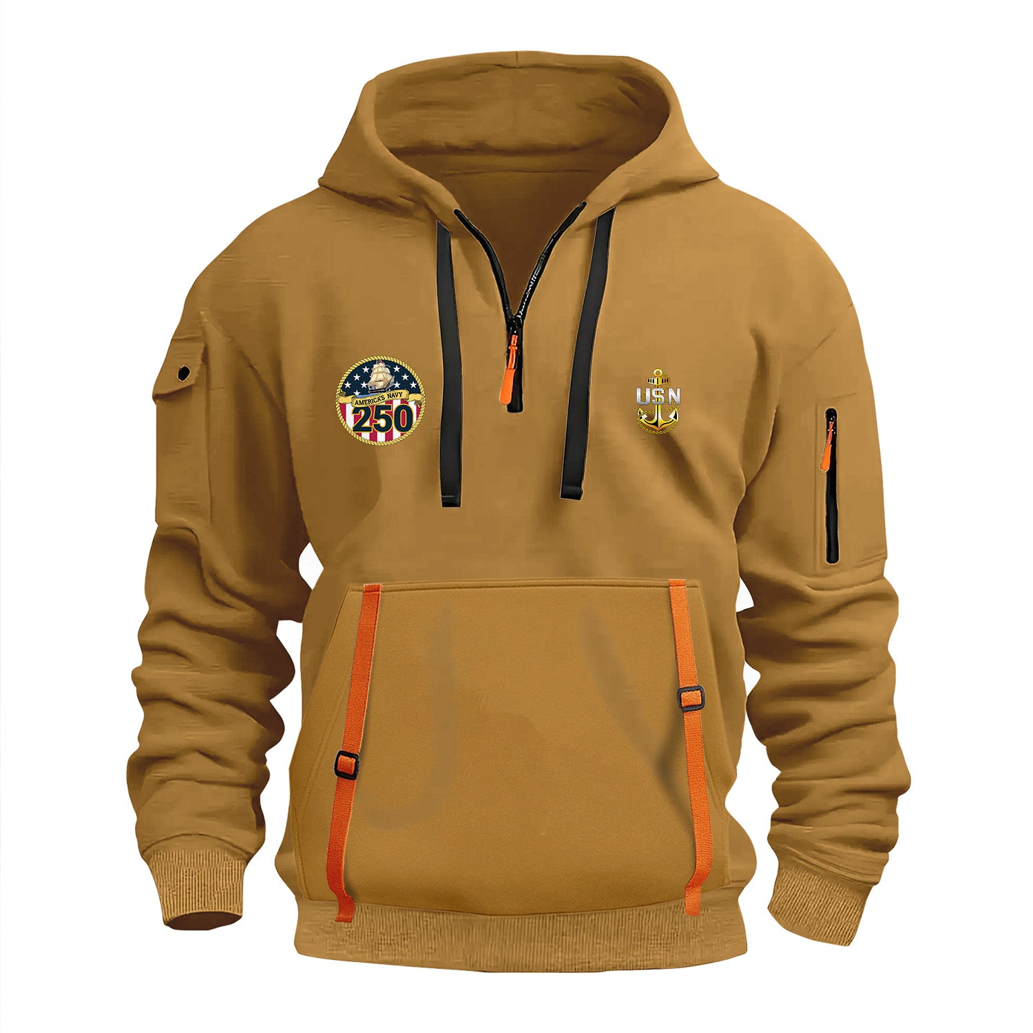Personalized US Navy Quarter Zip Hoodie KRQZ01