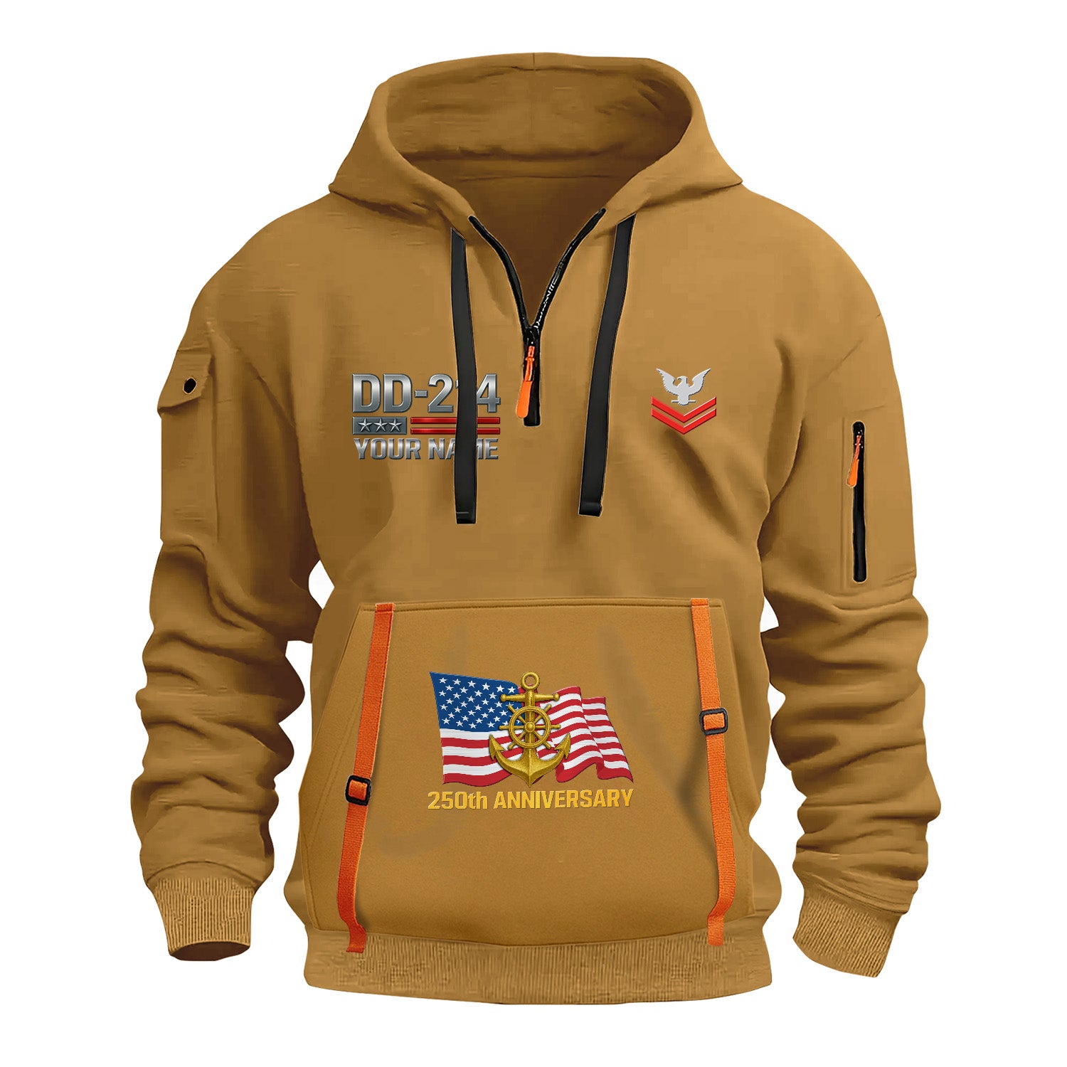 Personalized US Navy Quarter Zip Hoodie KRQZ05