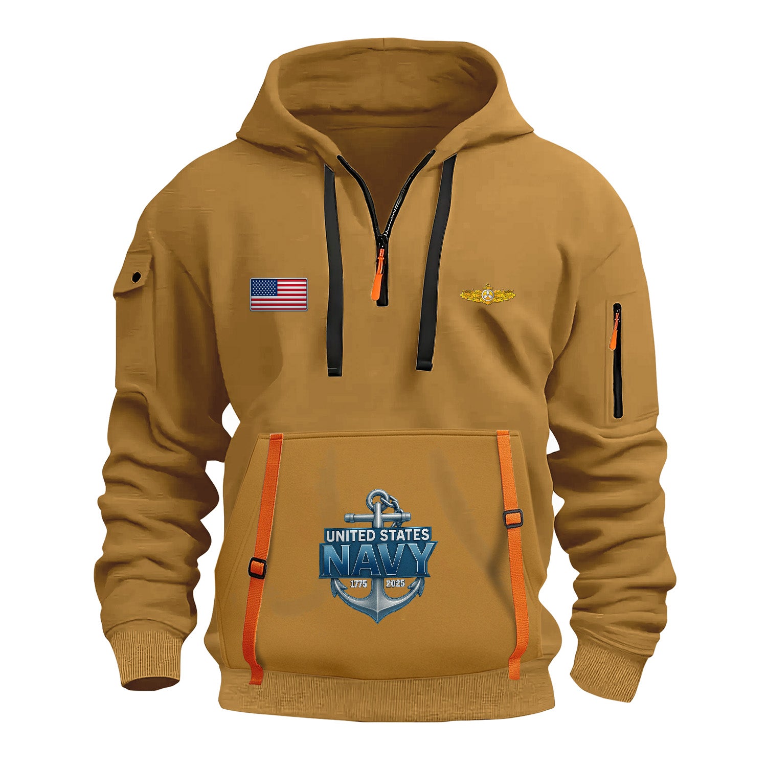 Personalized US Navy Quarter Zip Hoodie KRQZ07