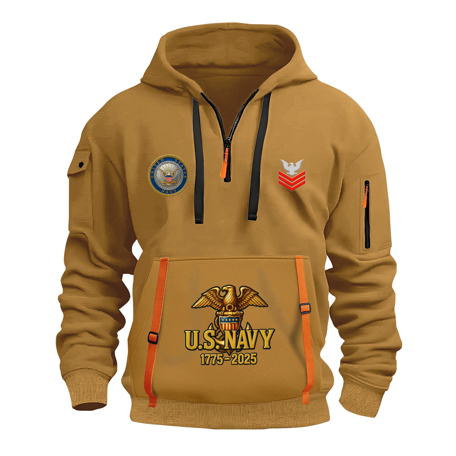 Personalized US Navy Quarter Zip Hoodie KRQZ04
