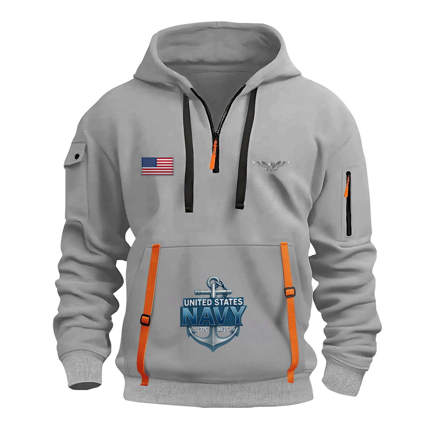 Personalized US Navy Quarter Zip Hoodie KRQZ07