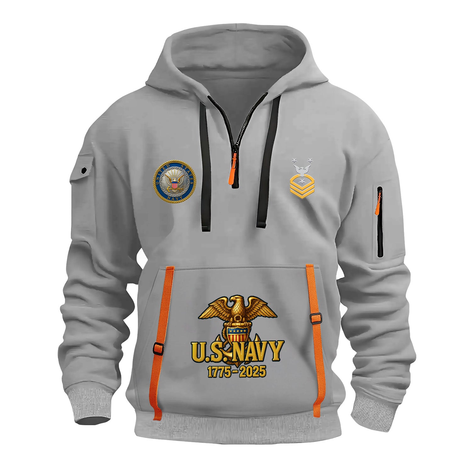 Personalized US Navy Quarter Zip Hoodie KRQZ04