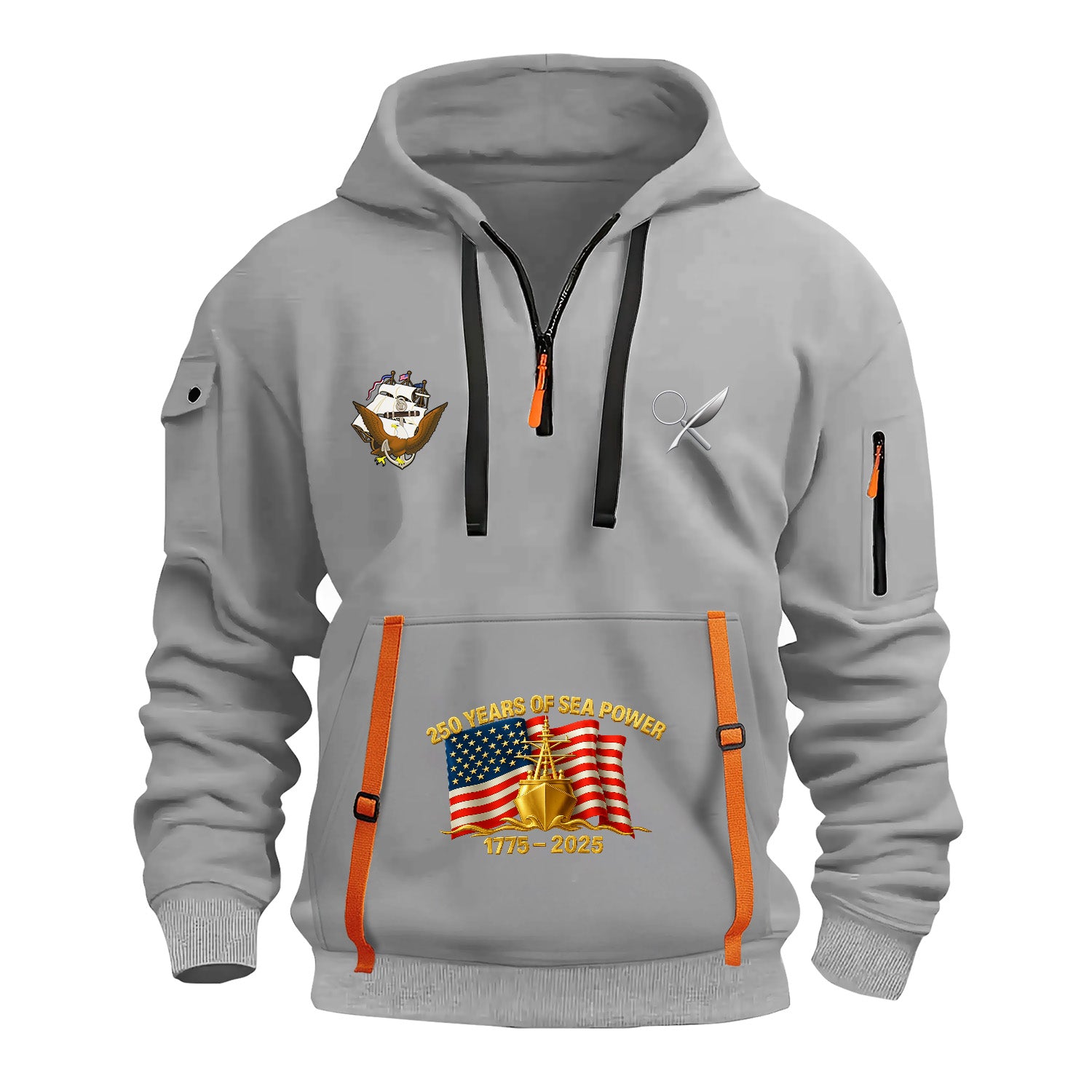 Personalized US Navy Quarter Zip Hoodie KRQZ06