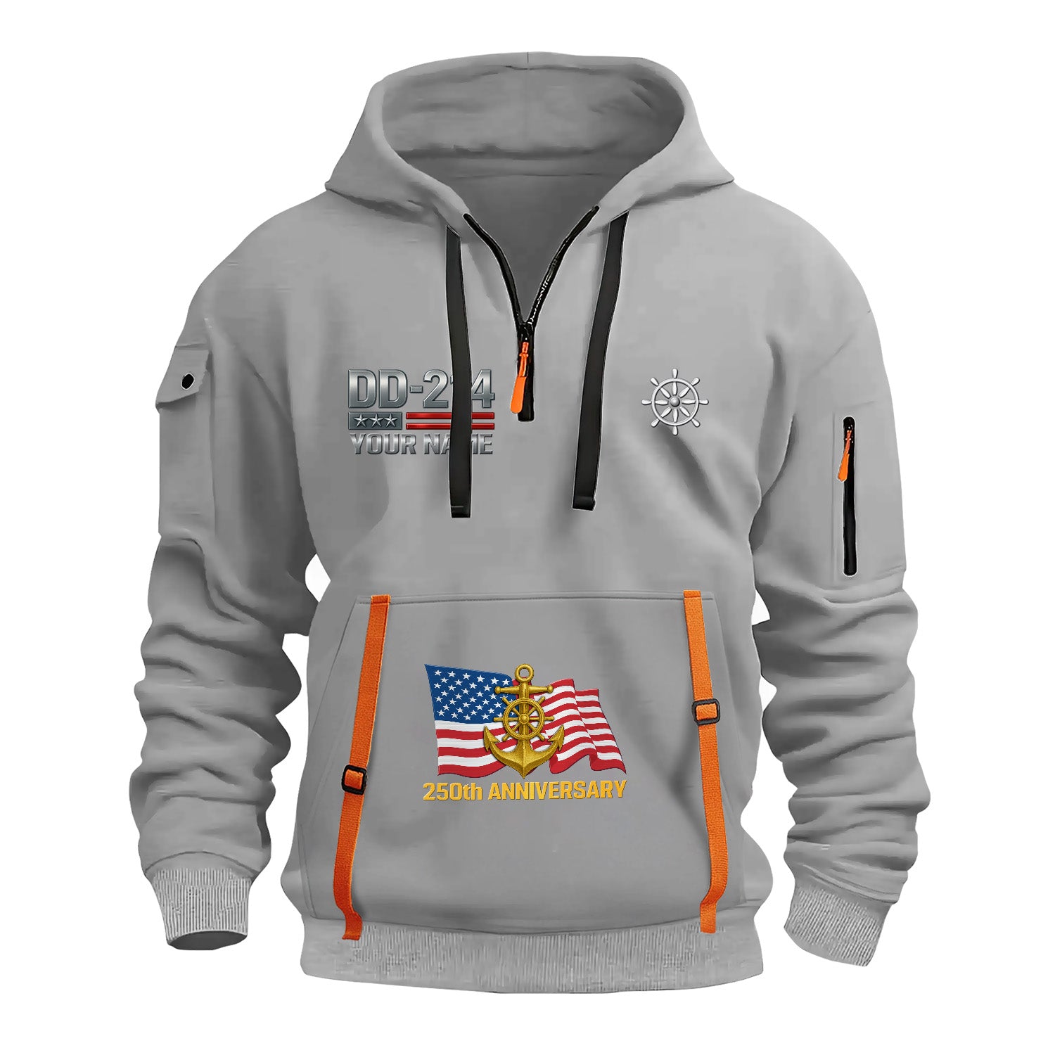 Personalized US Navy Quarter Zip Hoodie KRQZ05