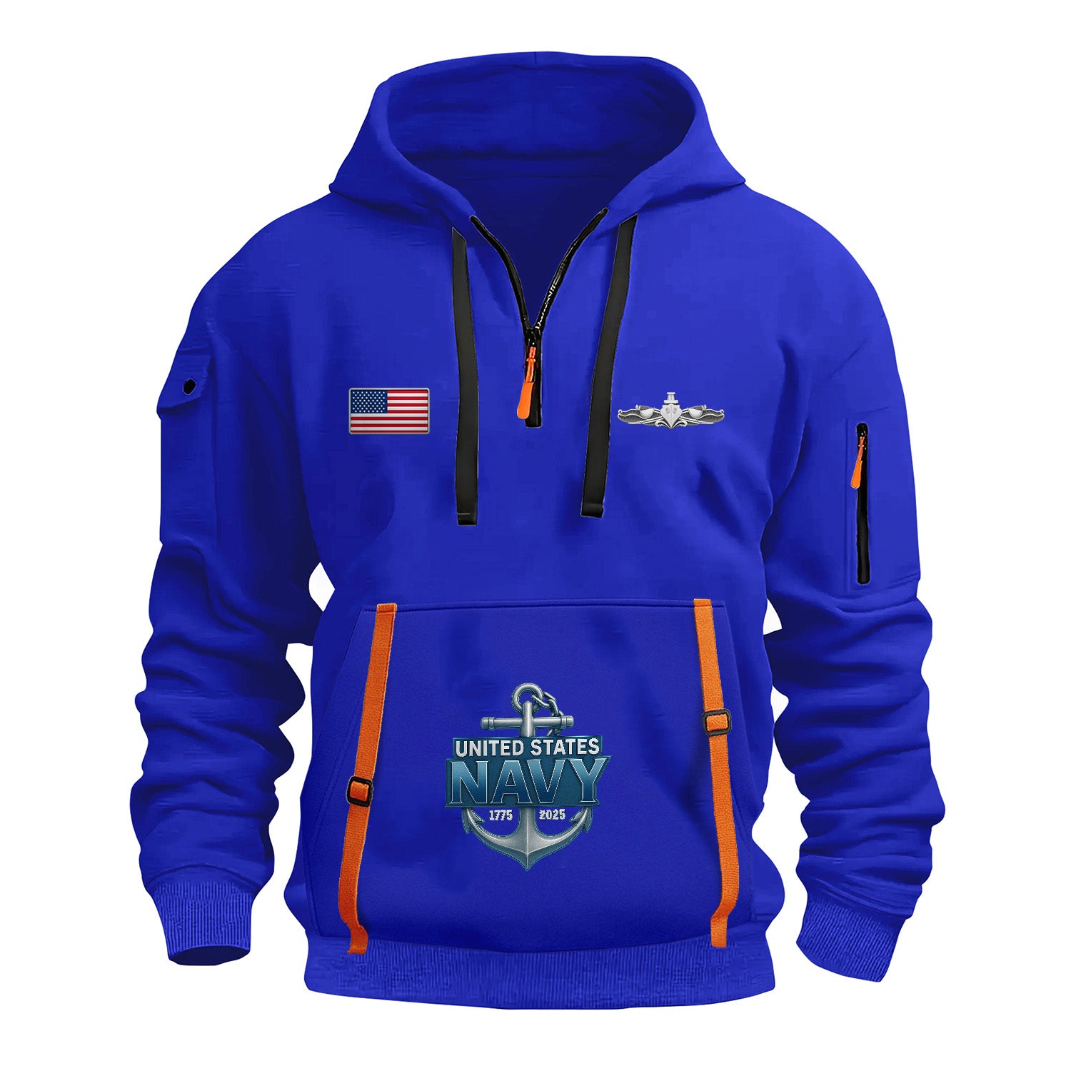 Personalized US Navy Quarter Zip Hoodie KRQZ07
