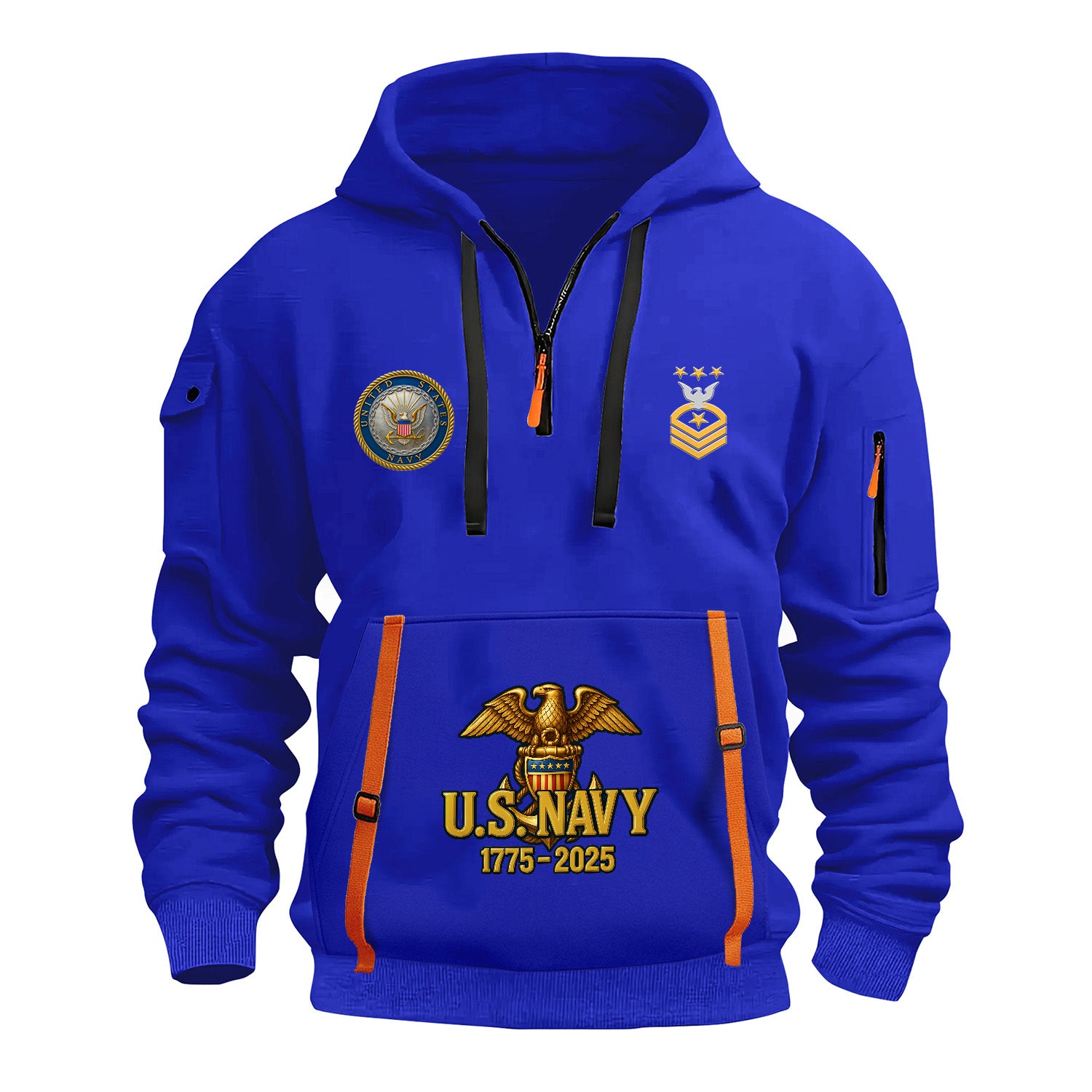 Personalized US Navy Quarter Zip Hoodie KRQZ04