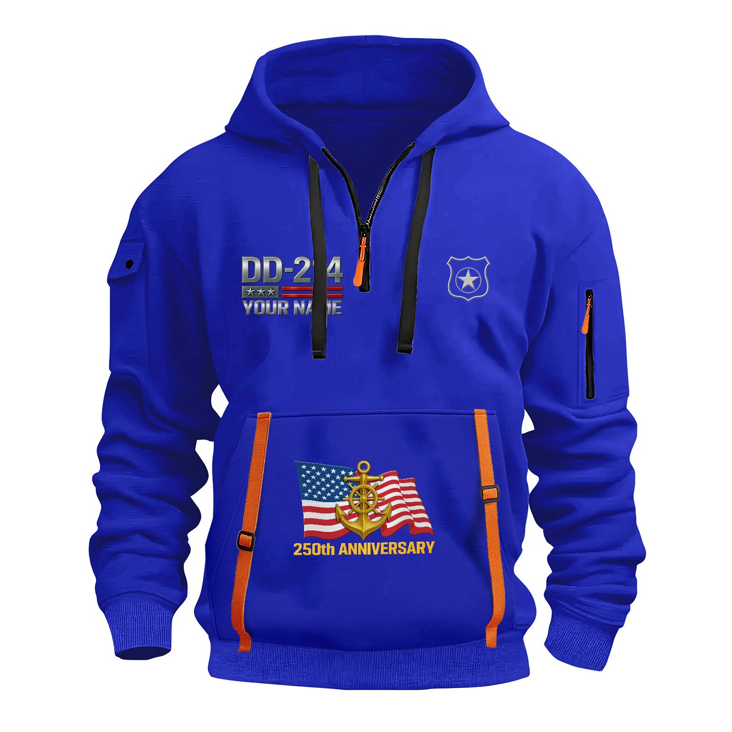 Personalized US Navy Quarter Zip Hoodie KRQZ05
