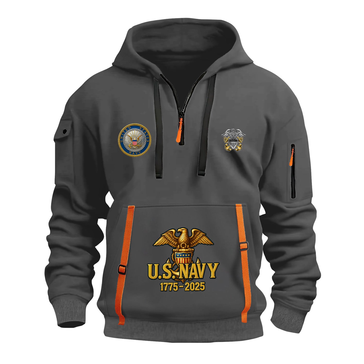 Personalized US Navy Quarter Zip Hoodie KRQZ04