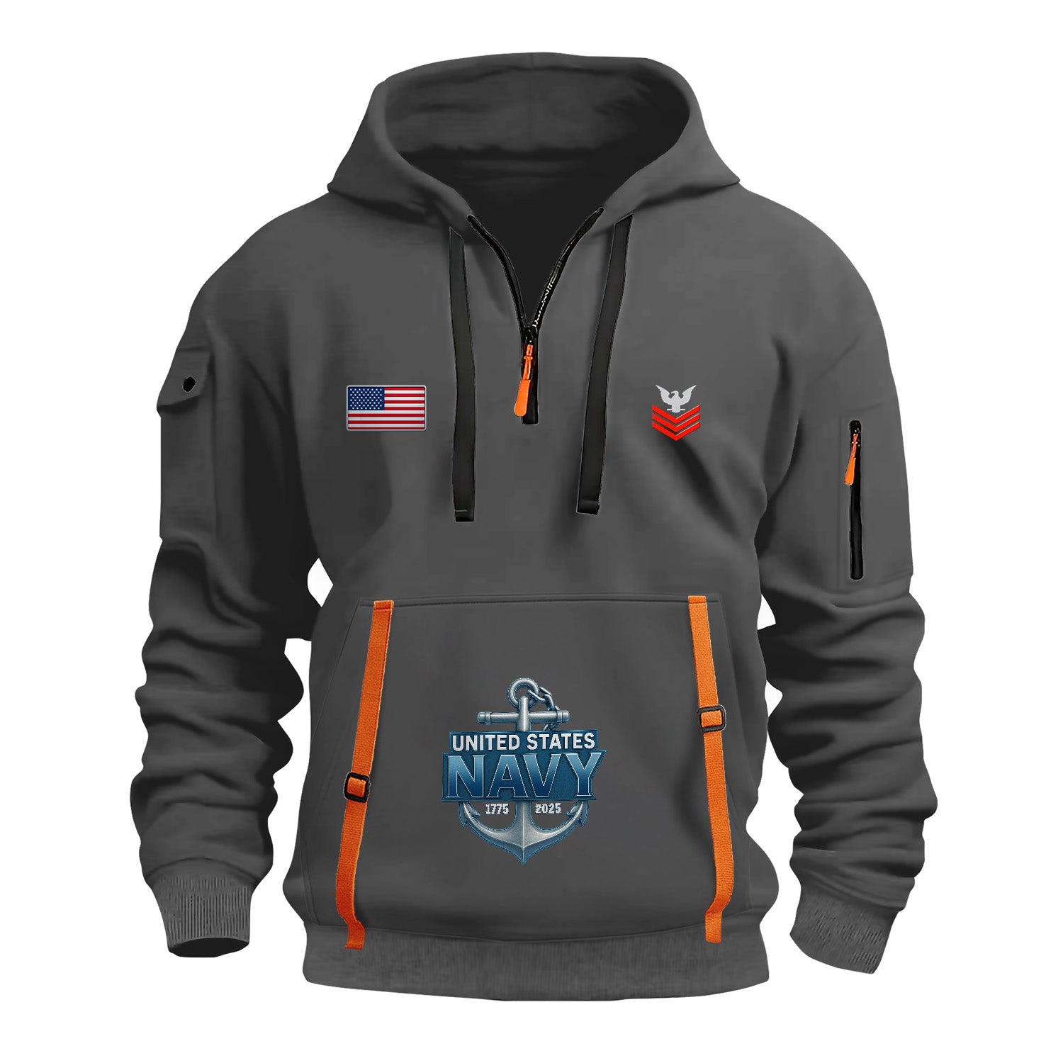 Personalized US Navy Quarter Zip Hoodie KRQZ07