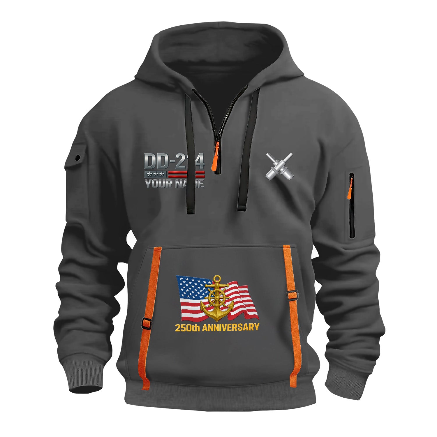 Personalized US Navy Quarter Zip Hoodie KRQZ05