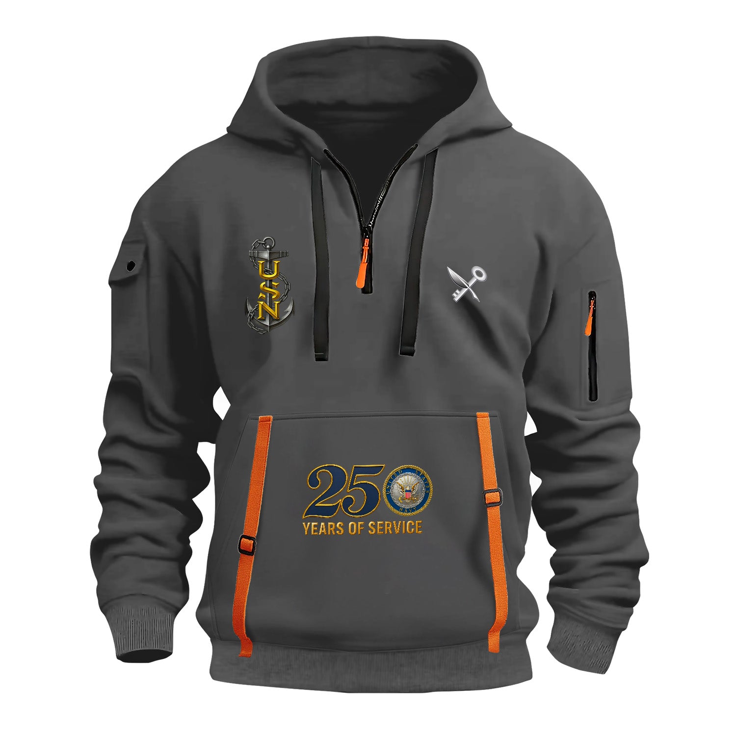 Personalized US Navy Quarter Zip Hoodie KRQZ03
