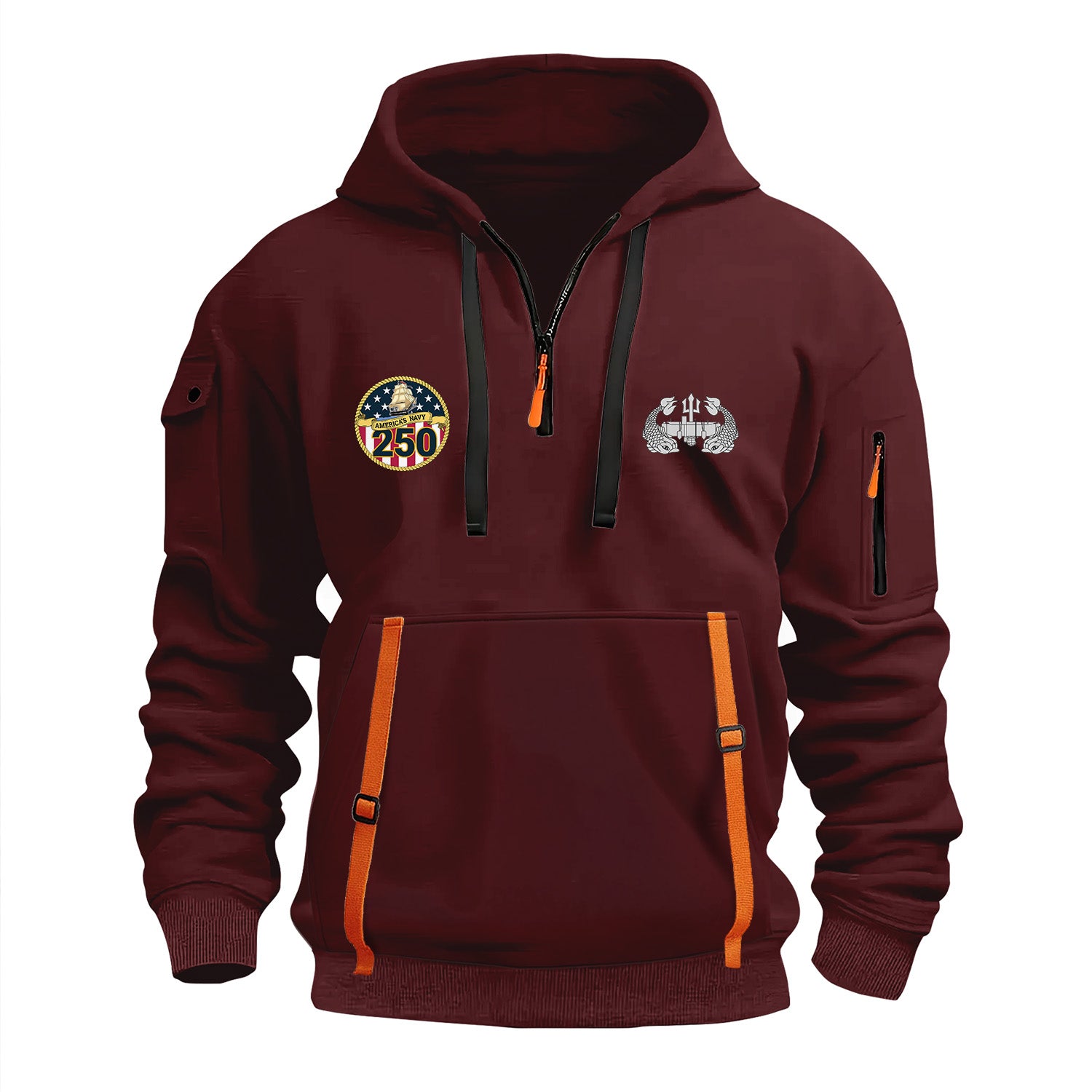 Personalized US Navy Quarter Zip Hoodie KRQZ01