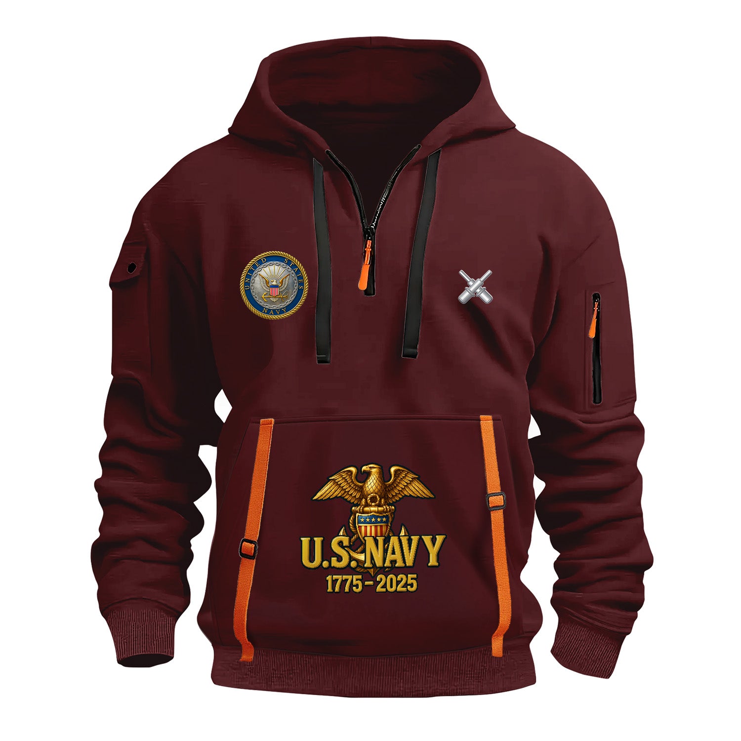 Personalized US Navy Quarter Zip Hoodie KRQZ04