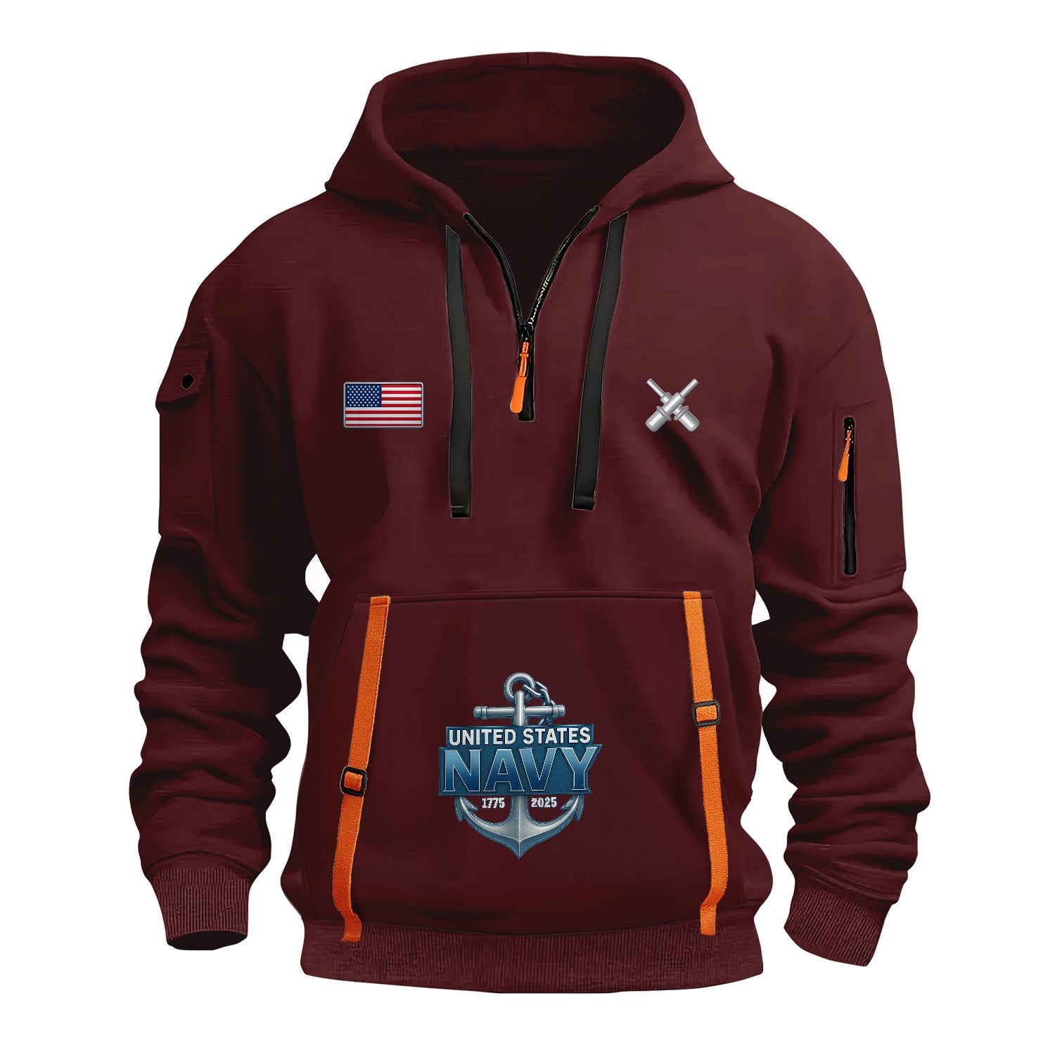 Personalized US Navy Quarter Zip Hoodie KRQZ07