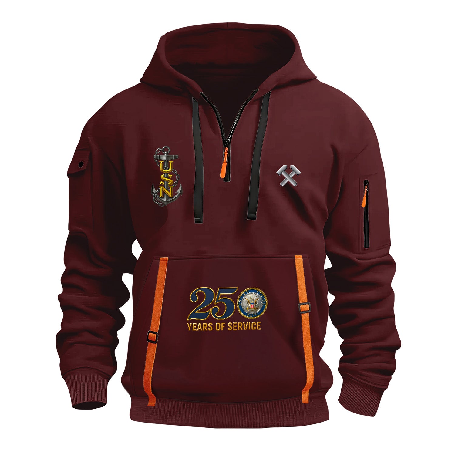 Personalized US Navy Quarter Zip Hoodie KRQZ03