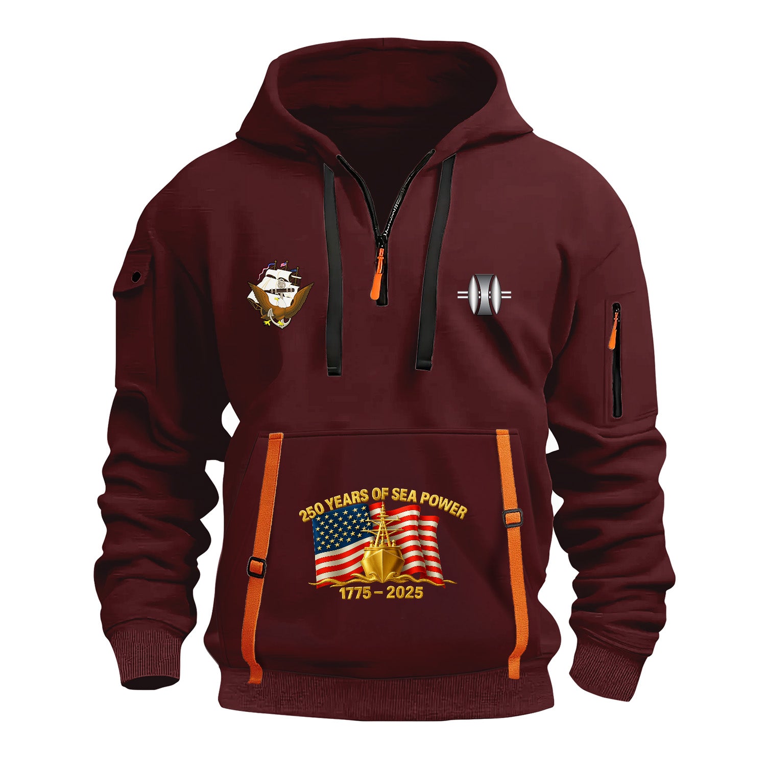 Personalized US Navy Quarter Zip Hoodie KRQZ06