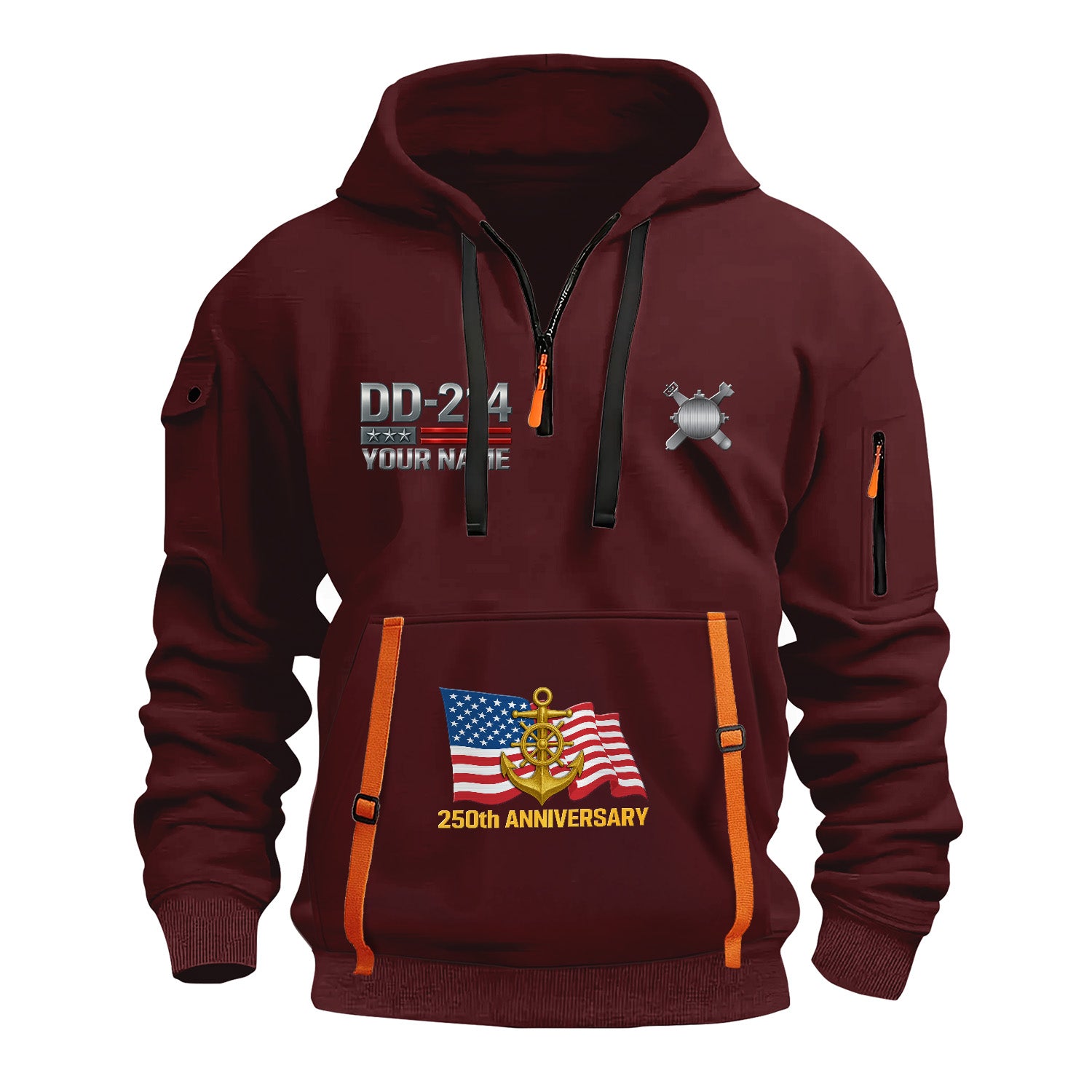 Personalized US Navy Quarter Zip Hoodie KRQZ05