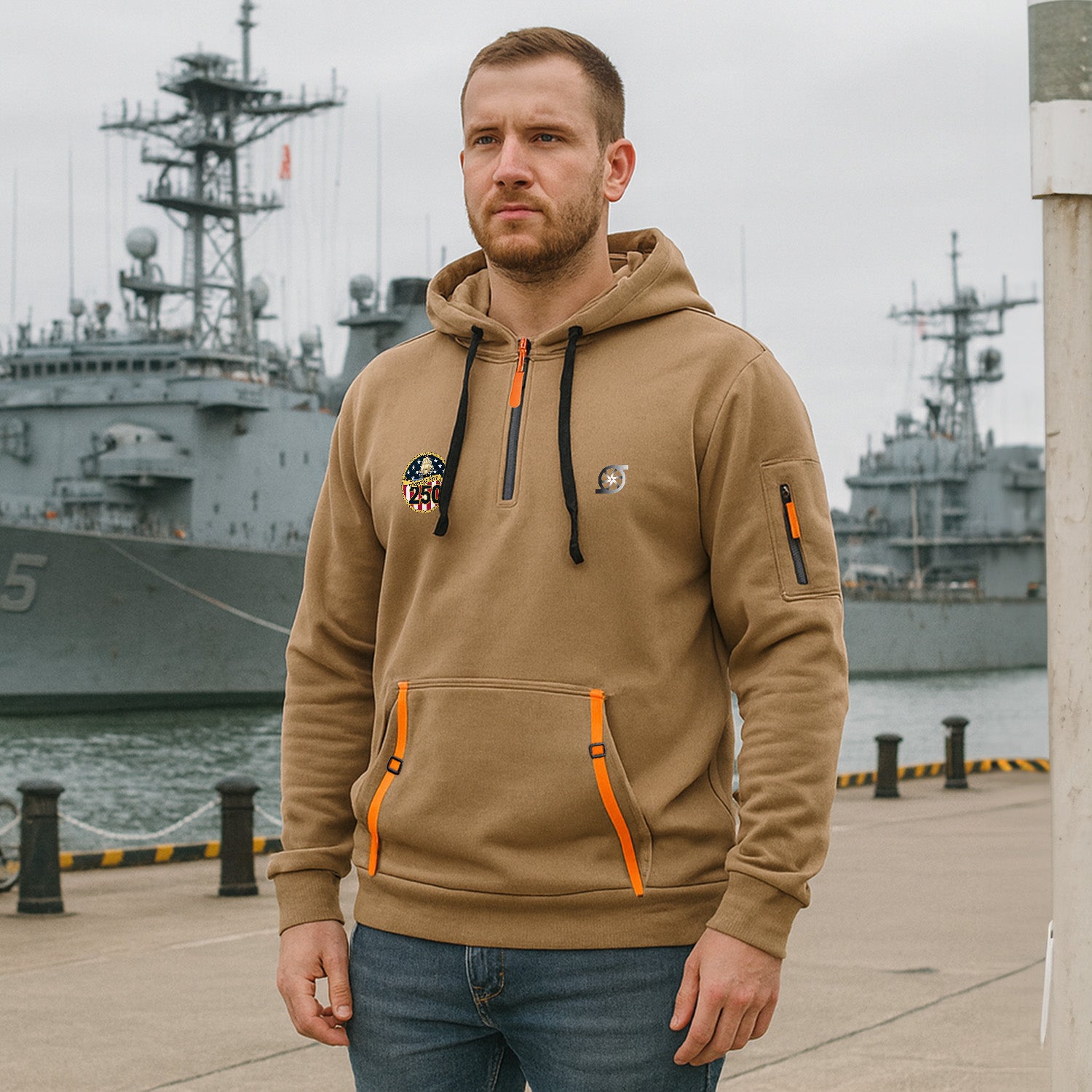 Personalized US Navy Quarter Zip Hoodie KRQZ01