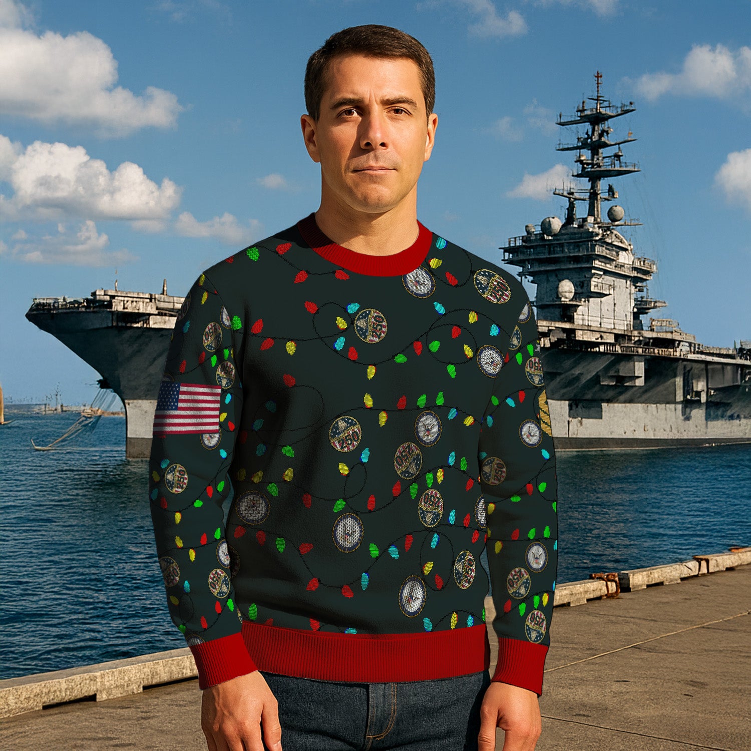 Personalized US Navy Christmas Ugly Sweater UST012