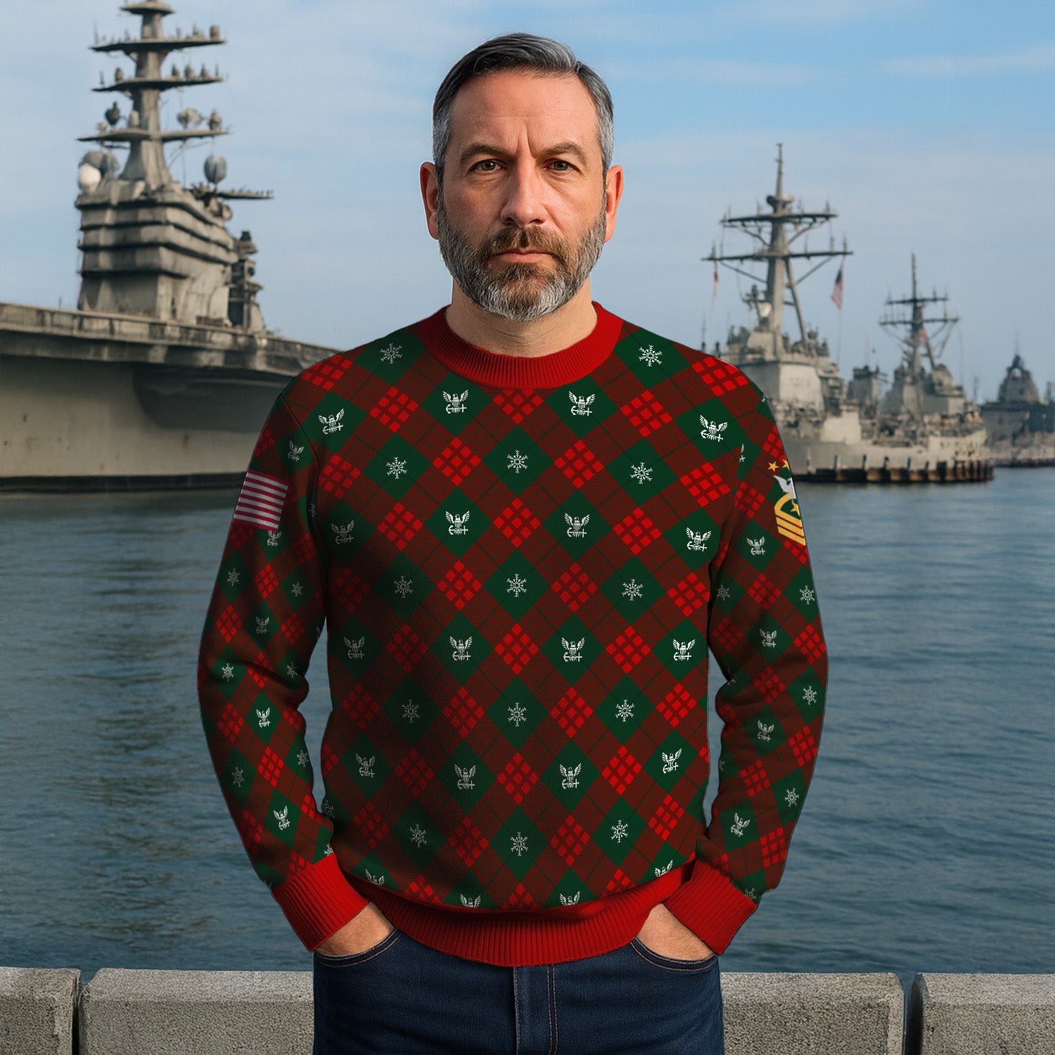 Personalized US Navy Christmas Ugly Sweater UST023