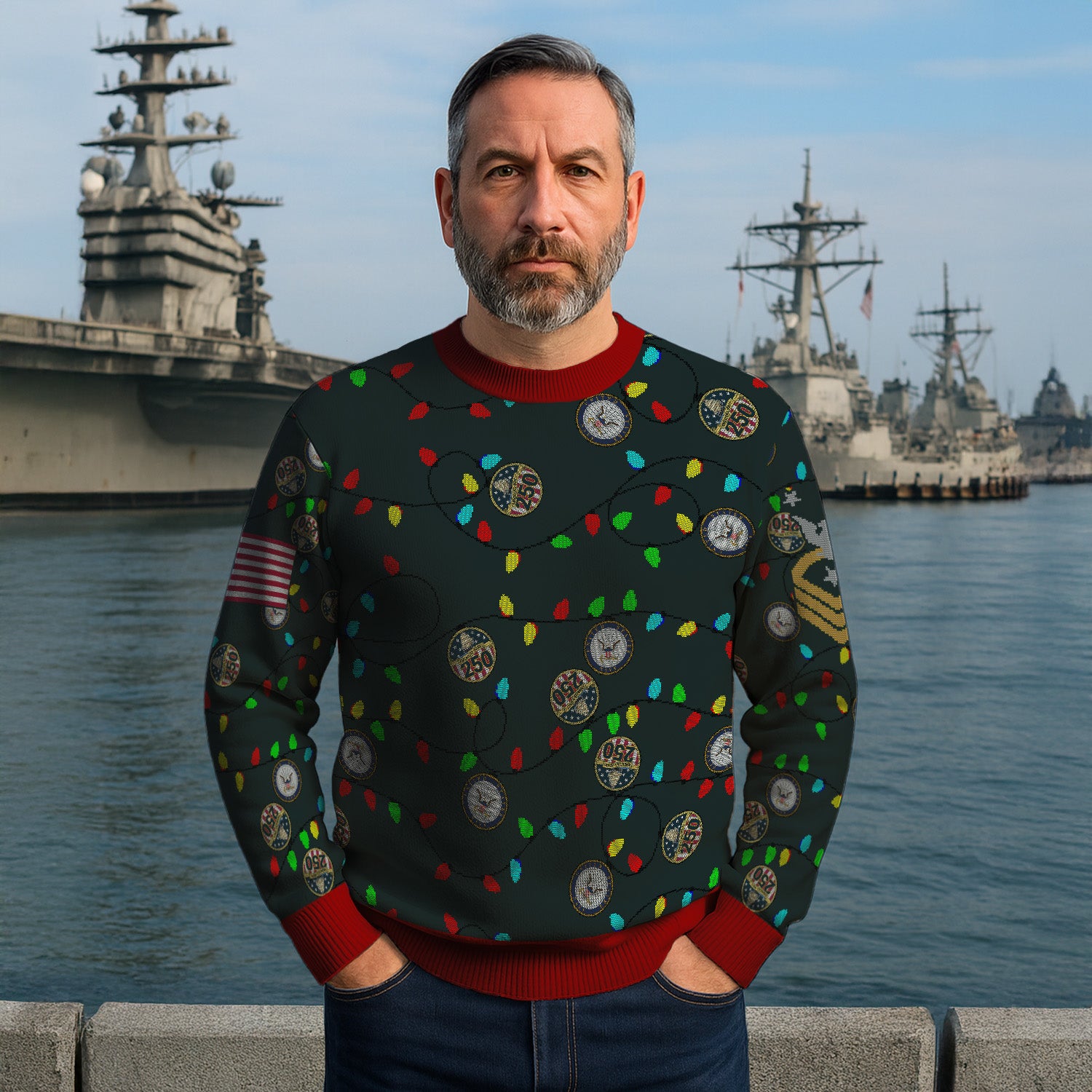 Personalized US Navy Christmas Ugly Sweater UST012