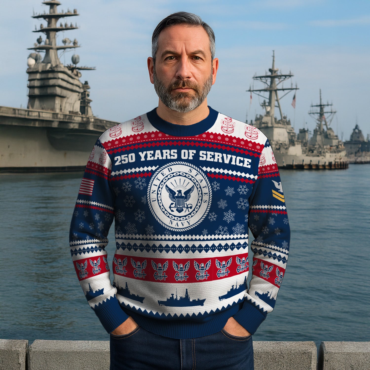Personalized US Navy Christmas Ugly Sweater UST008