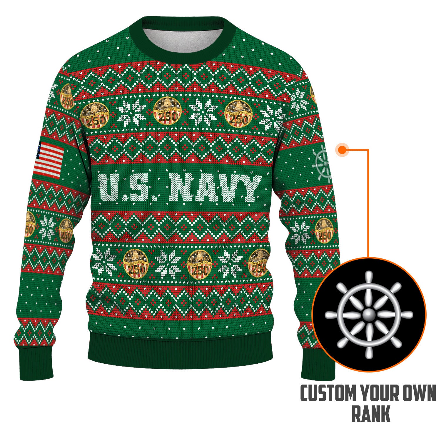 Personalized US Navy Christmas Ugly Sweater UST024