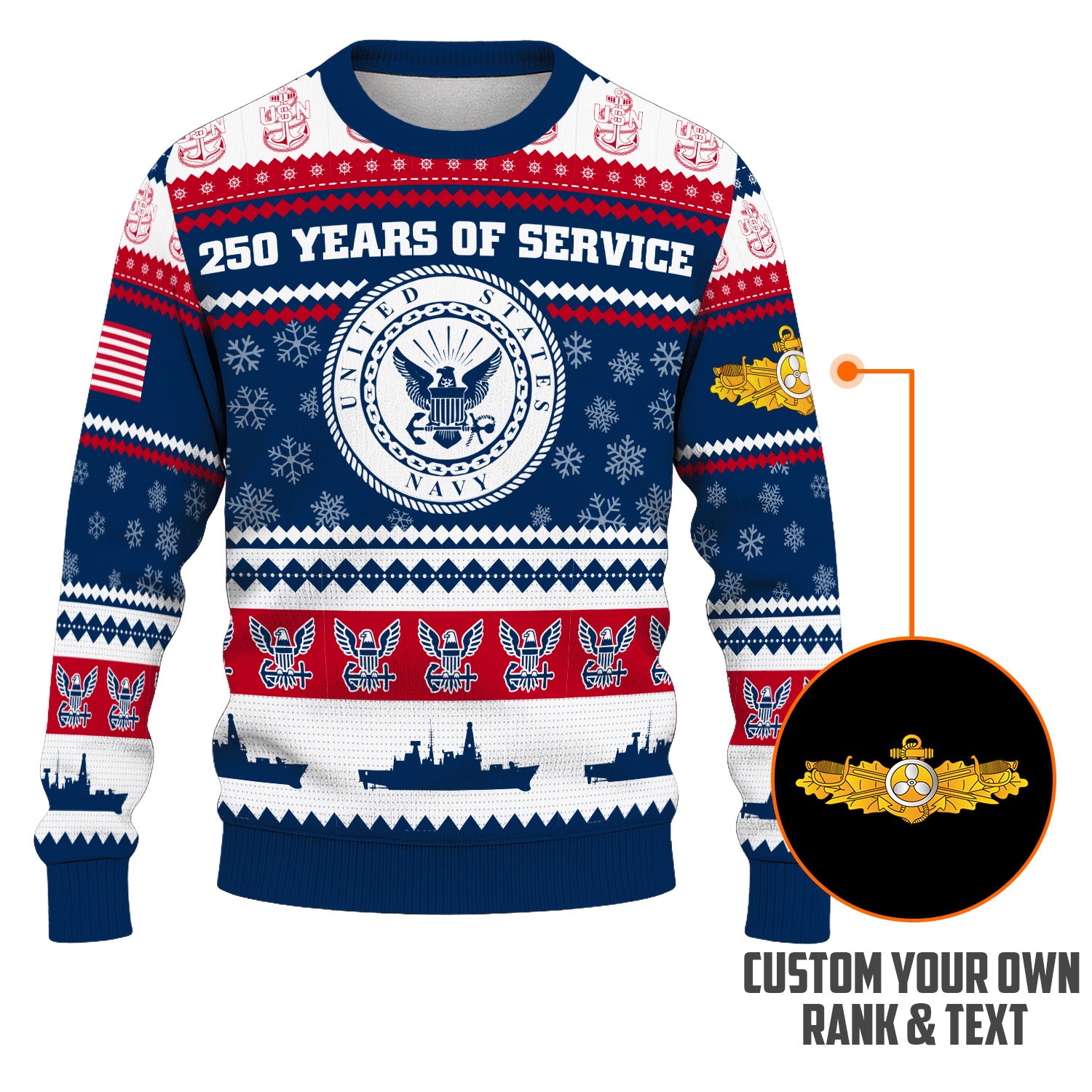 Personalized US Navy Christmas Ugly Sweater UST008